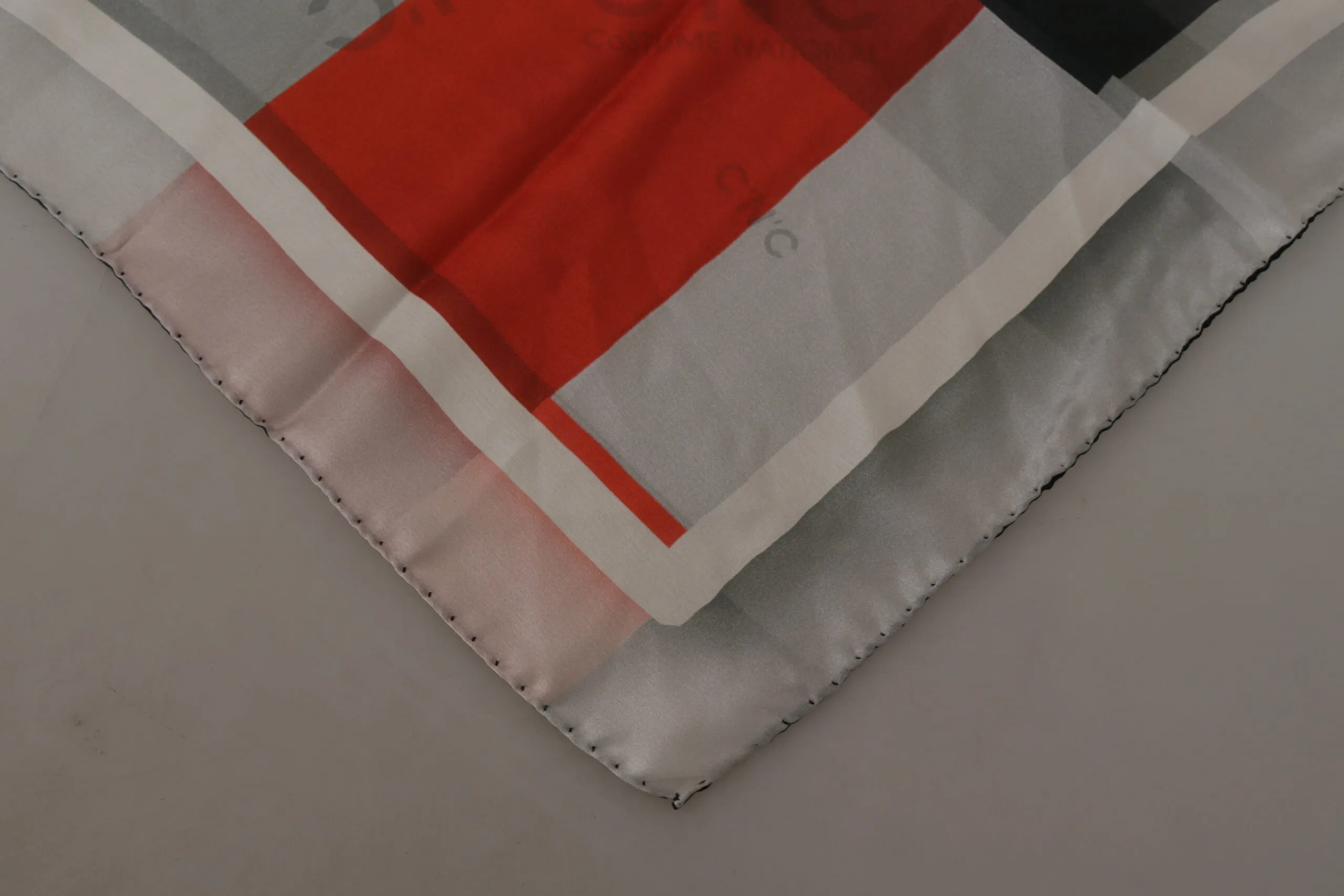Costume National Women's Elegant Silk Scarf in Gray Red Checkered