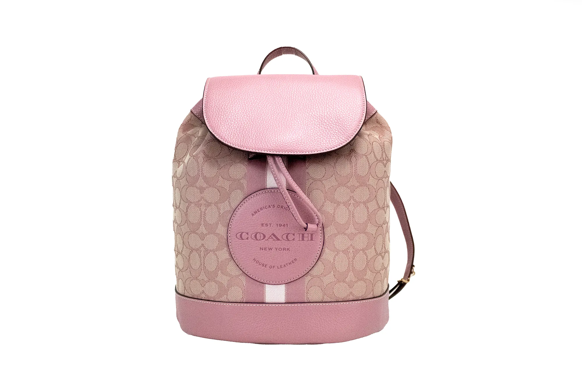 COACH Women's Dempsey True Pink Signature Jacquard Canvas Logo Patch Backpack