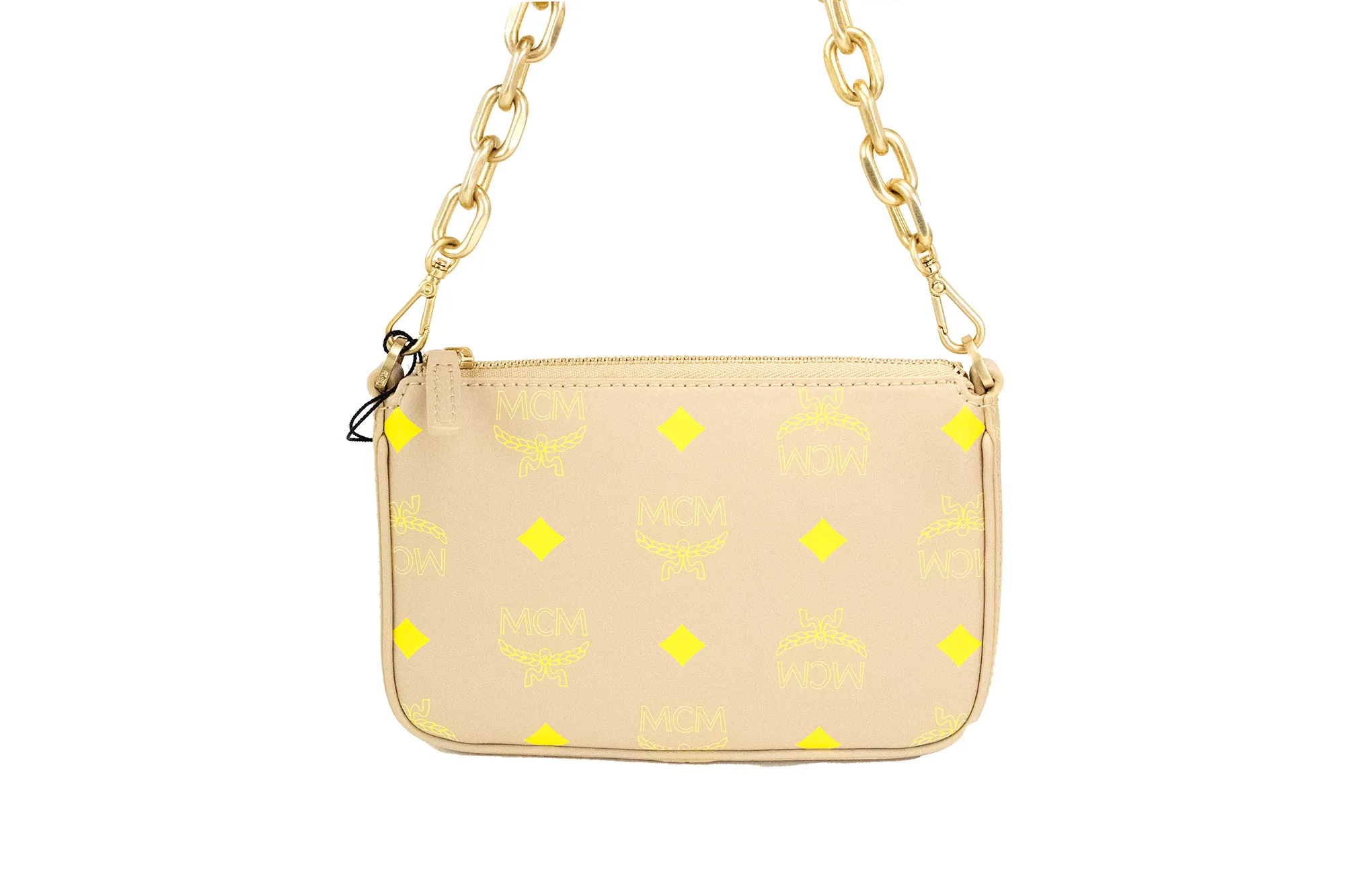MCM Women's Color Splash Logo Croissant Smooth Leather Mini Pouch Crossbody Handbag