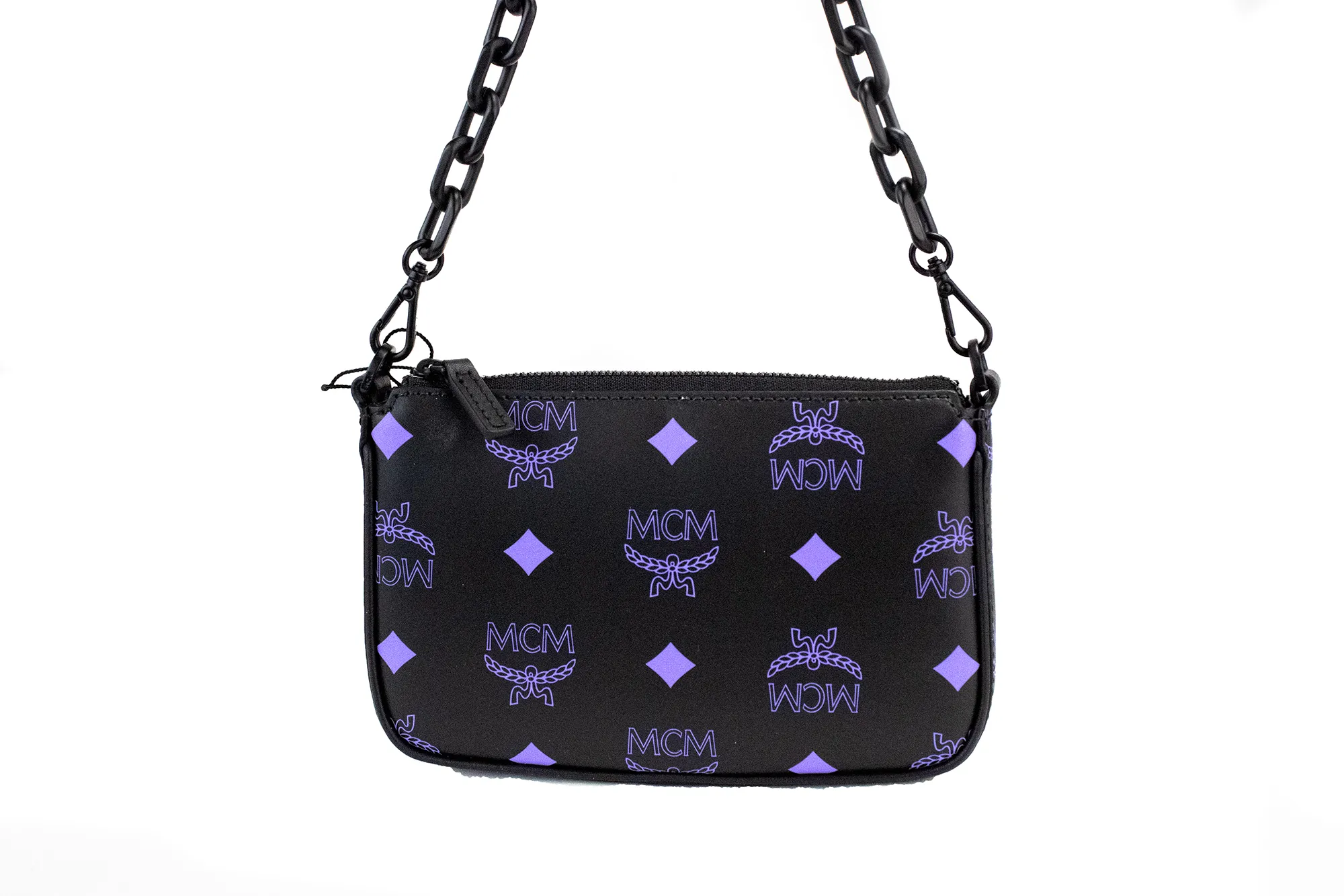 MCM Women's Splash Logo Dahlia Purple Smooth Leather Mini Pouch Crossbody Handbag