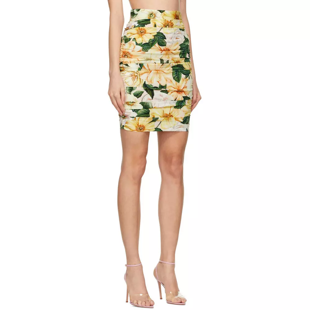 Dolce & Gabbana Women's Vibrant Floral Silk Blend Ruffle Skirt
