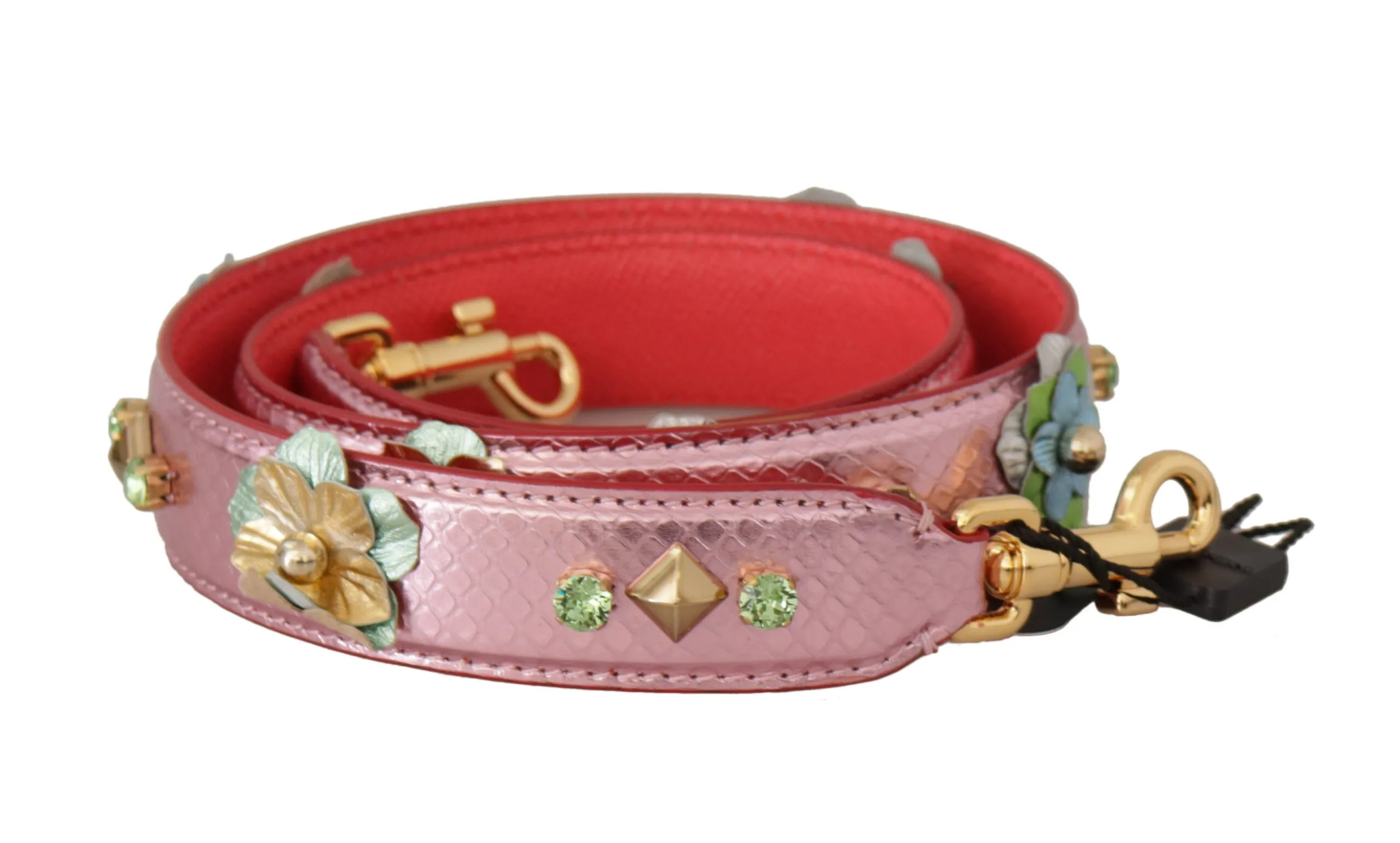 Dolce & Gabbana Women's Elegant Metallic Pink Leather Shoulder Strap
