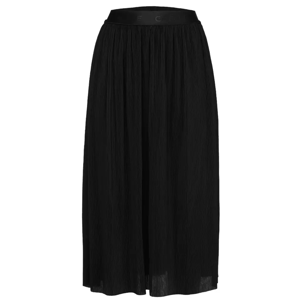 Gaelle Women's Chic Pleated Black Skirt with Logo Waistband