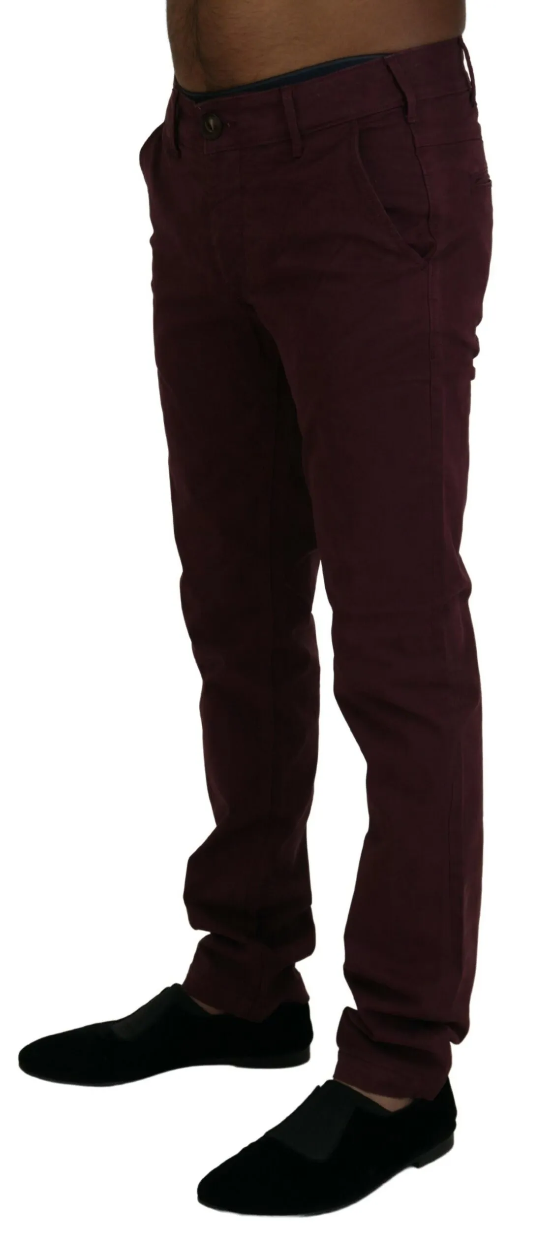 CYCLE Men's Elegant Maroon Casual Skinny Pants
