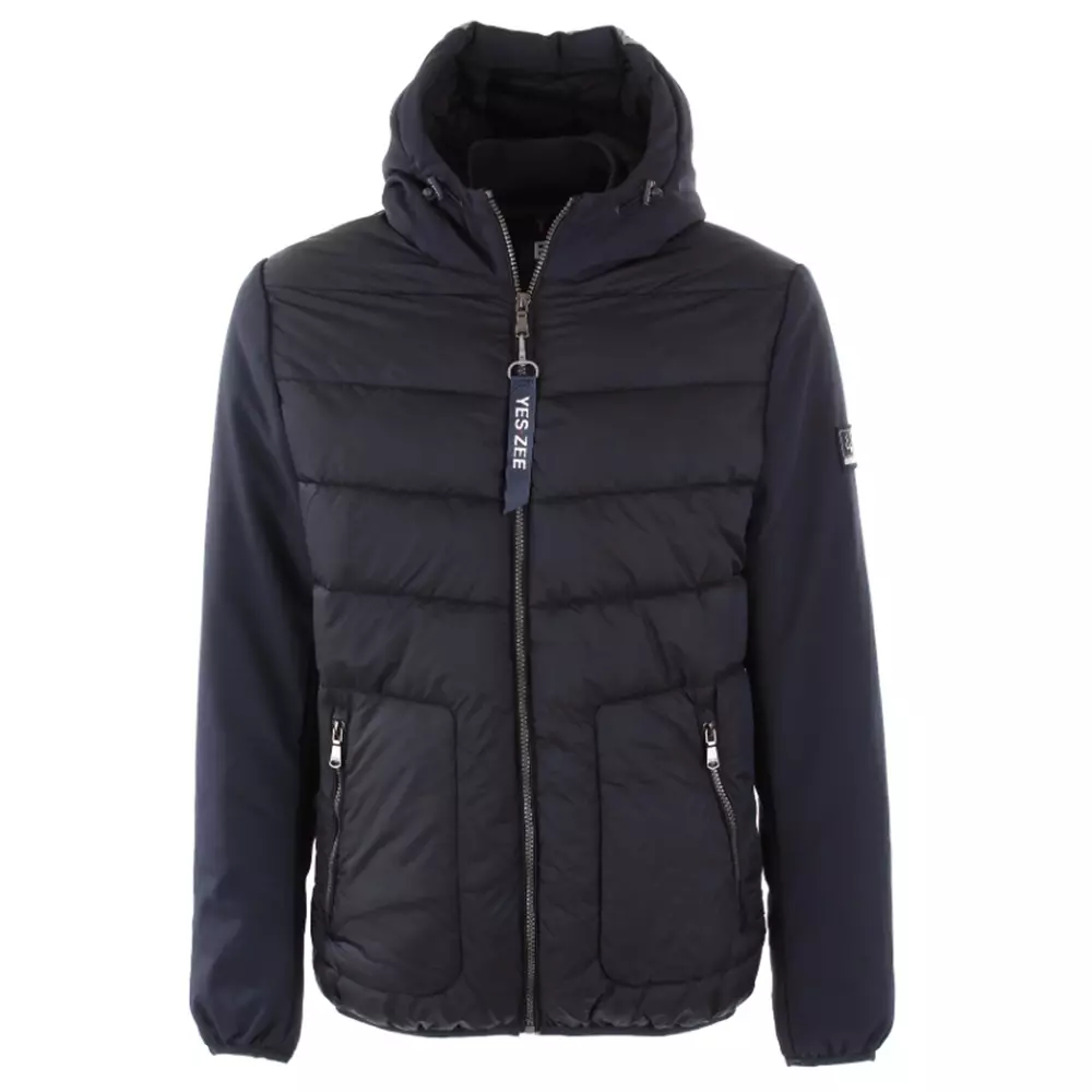 Yes Zee Men's Quilted Down Softshell Hooded Jacket
