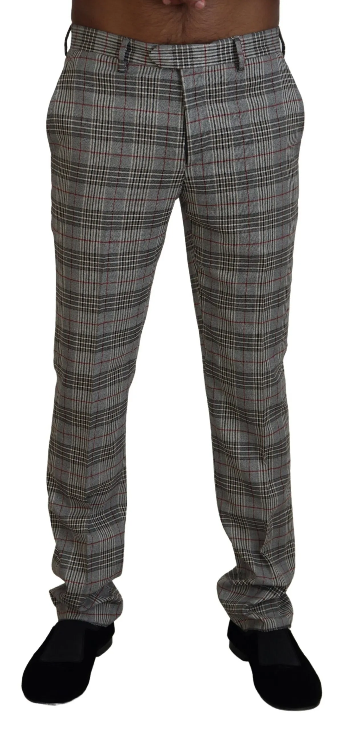 BENCIVENGA Men's Elegant Gray Checkered Slim Men's Pants