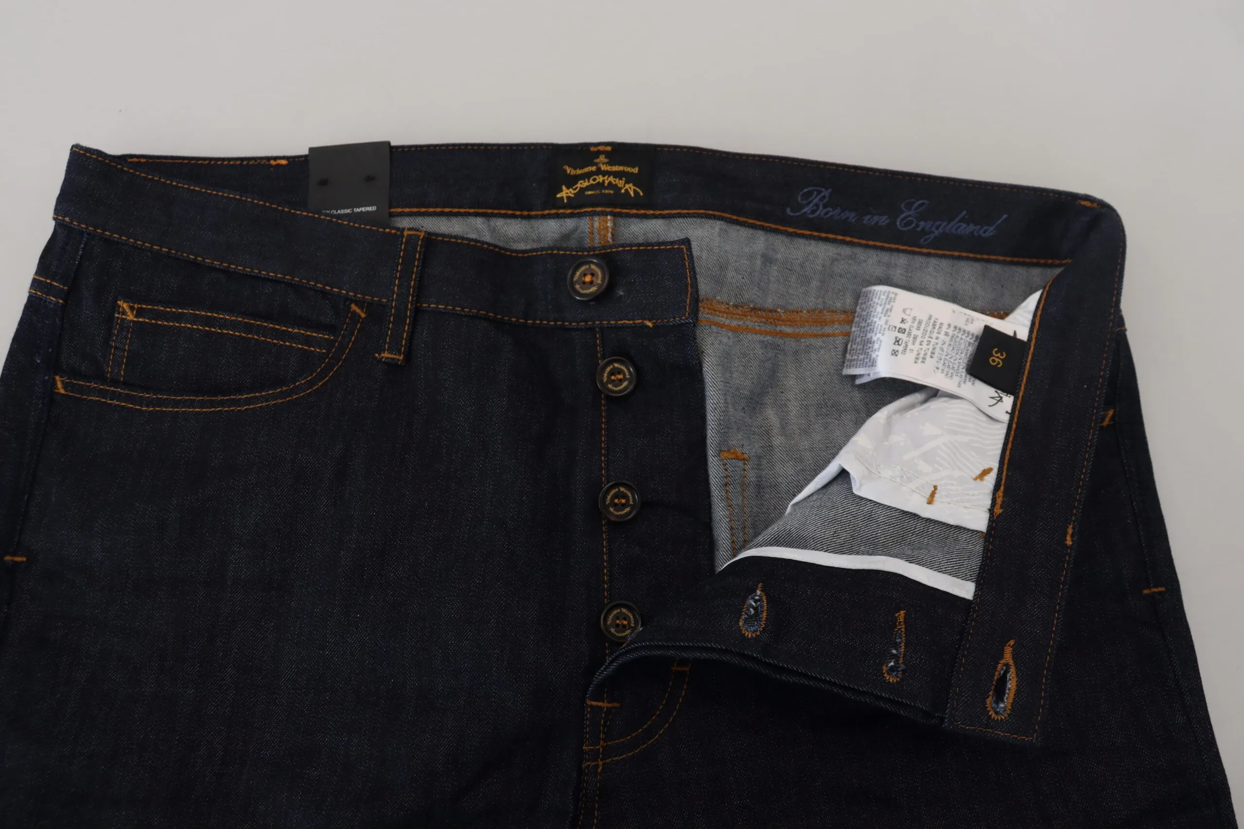 Vivienne Westwood Men's Elegant Tapered Blue Denim Jeans