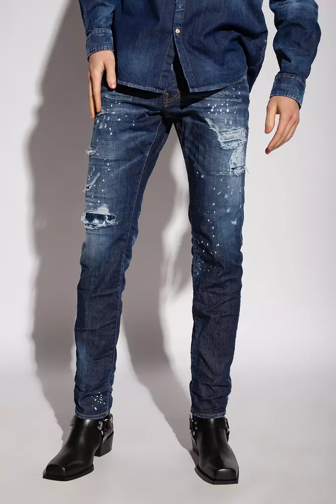 Dsquared² Men's Dark Blue Distressed CoolGuy Denim