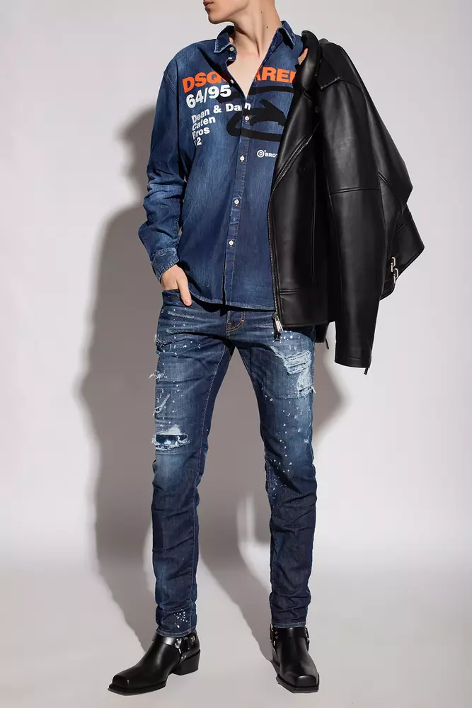 Dsquared² Men's Dark Blue Distressed CoolGuy Denim