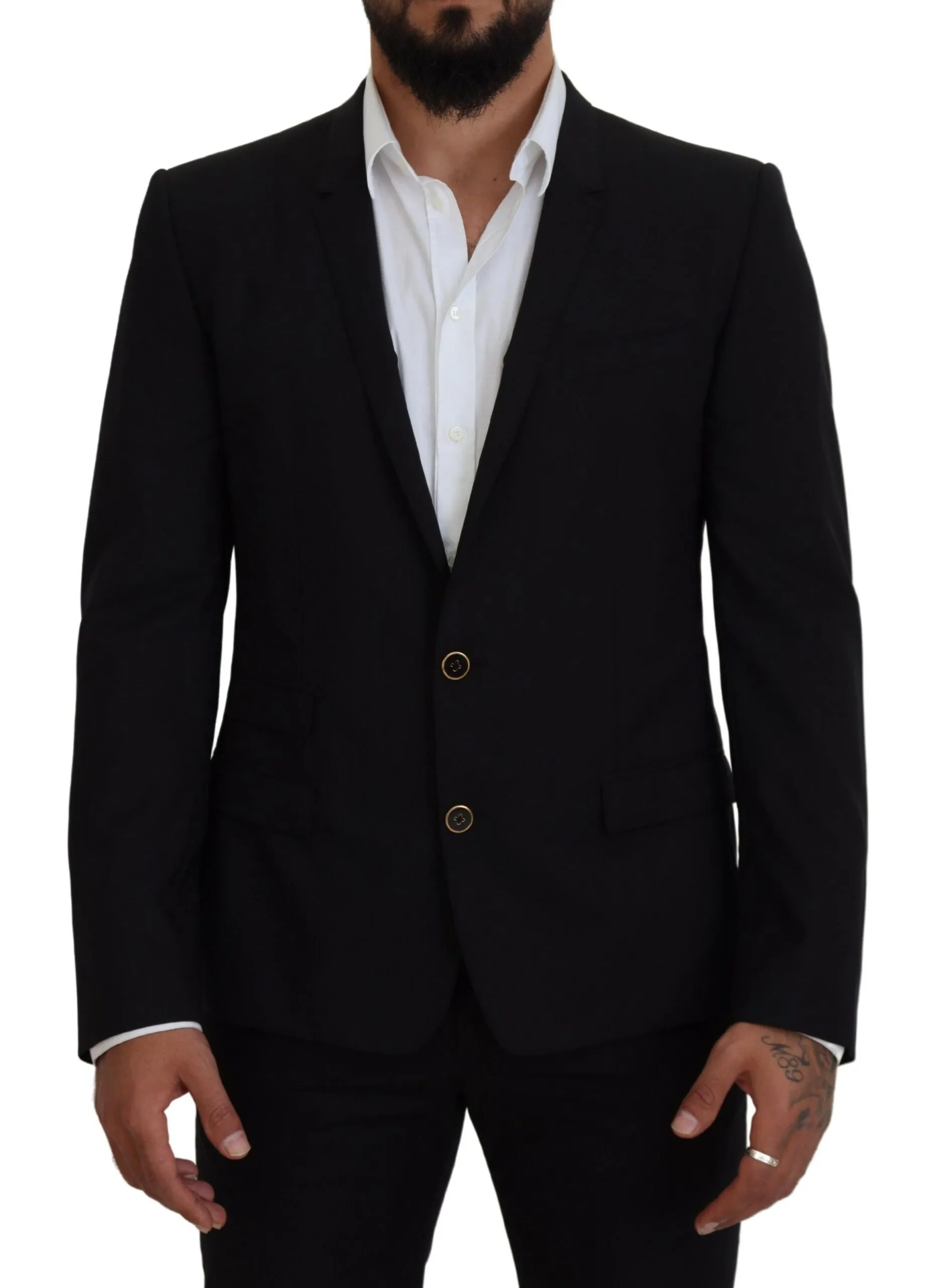 Dolce & Gabbana Men's Elegant Black Formal Wool Blend Blazer