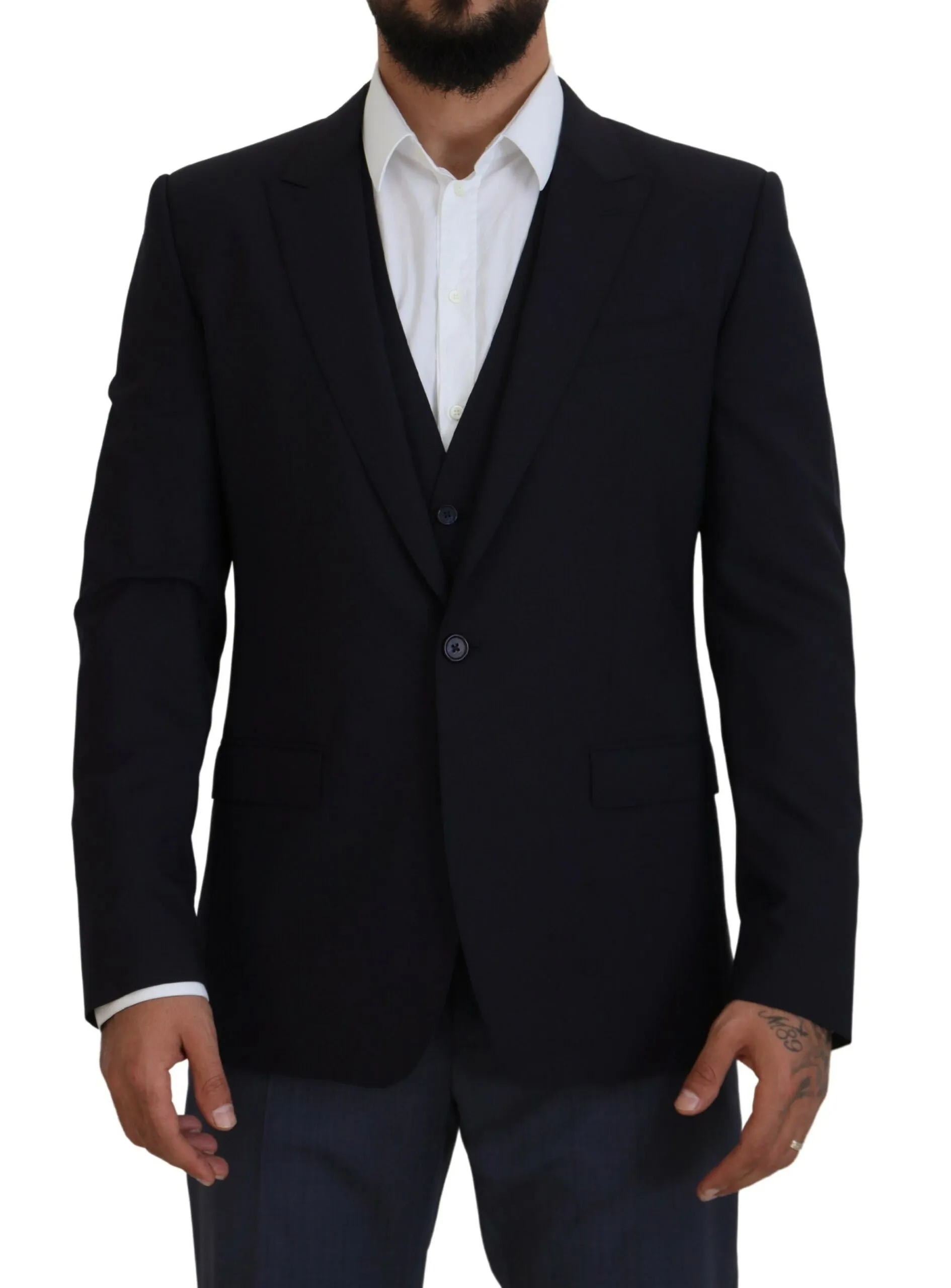 Dolce & Gabbana Men's Elegant Navy Wool Blend Martini Blazer