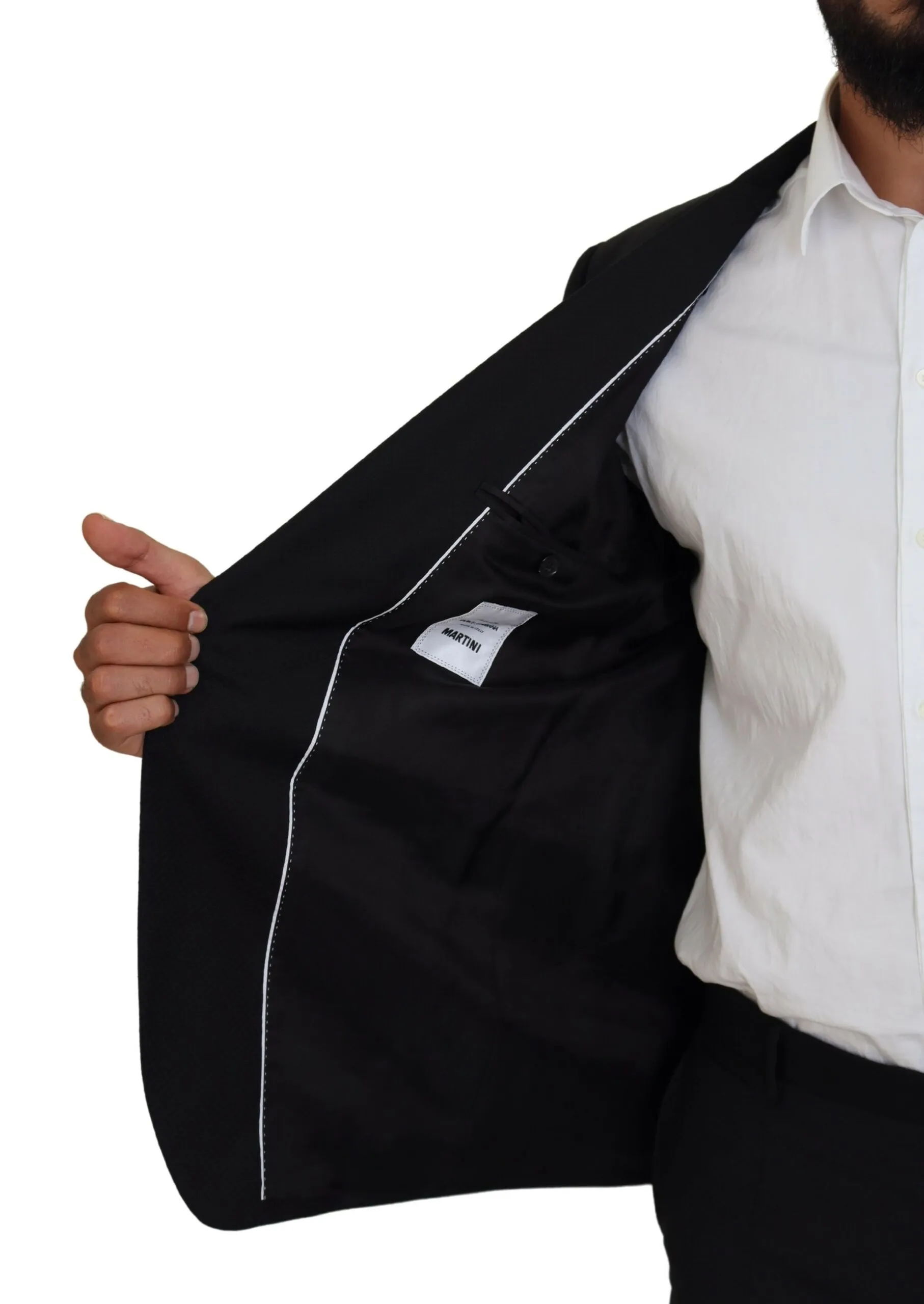Dolce & Gabbana Men's Sleek Black Two-Piece Wool Martini Suit