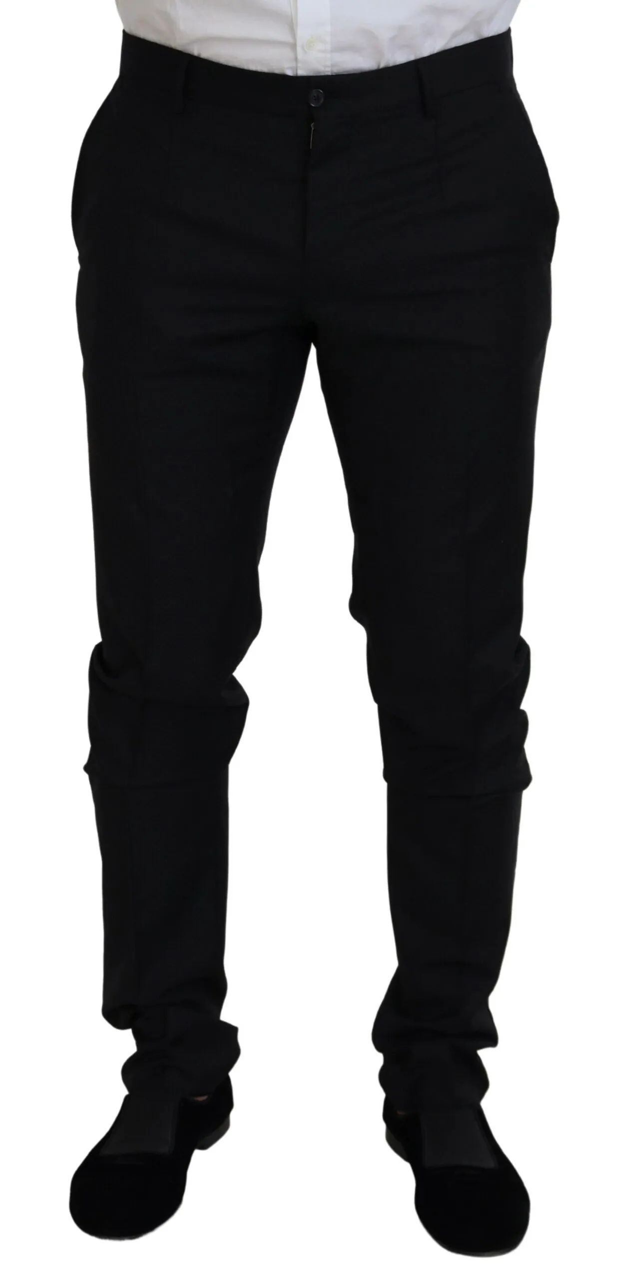 Dolce & Gabbana Men's Sleek Black Two-Piece Wool Martini Suit