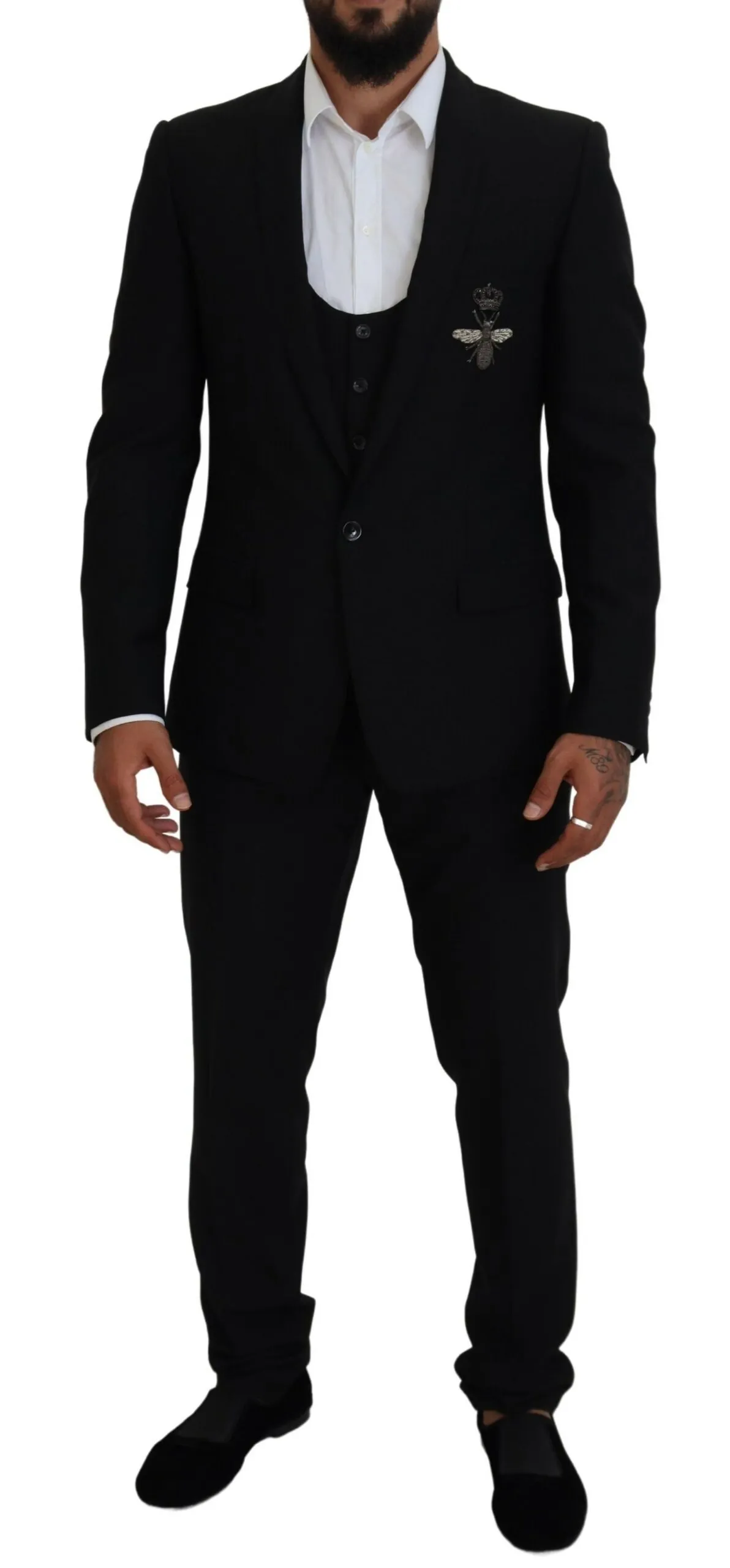 Dolce & Gabbana Men's Elegant Black Martini 3-Piece Wool Suit