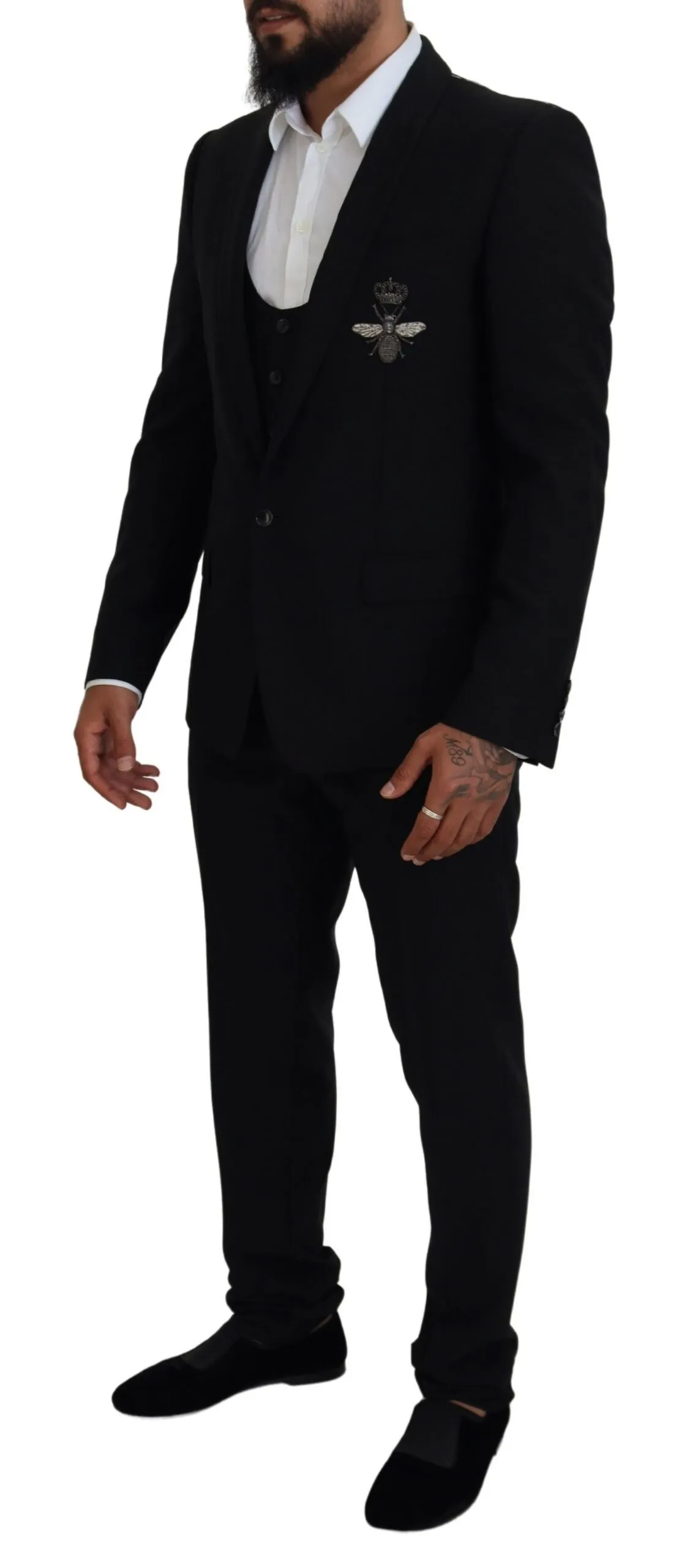 Dolce & Gabbana Men's Elegant Black Martini 3-Piece Wool Suit
