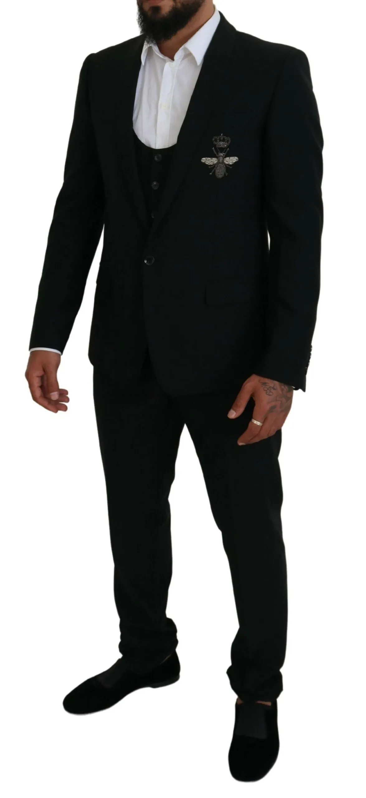 Dolce & Gabbana Men's Elegant Black Martini 3-Piece Wool Suit