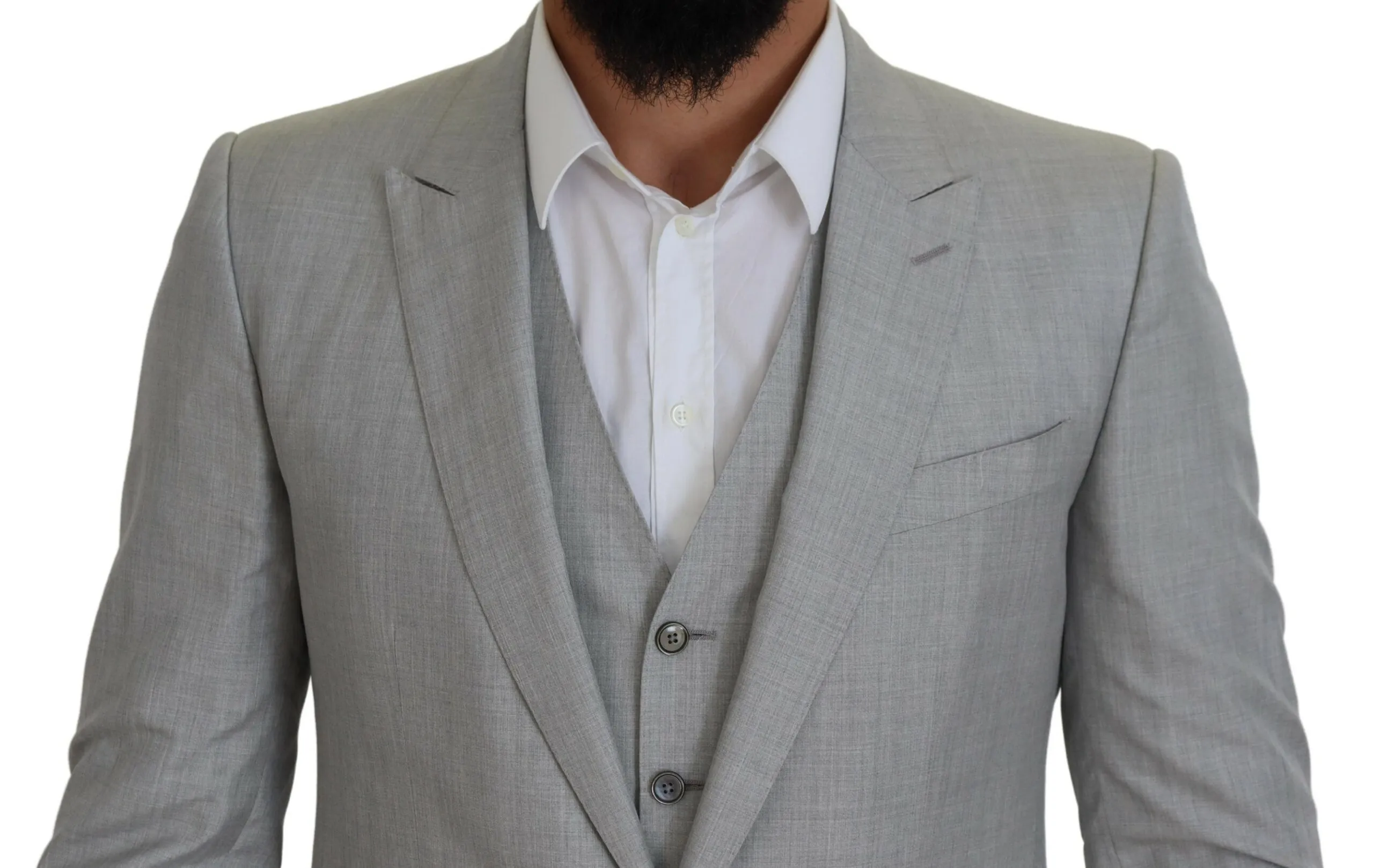 Dolce & Gabbana Men's Elegant Grey Silk Martini Three-Piece Suit