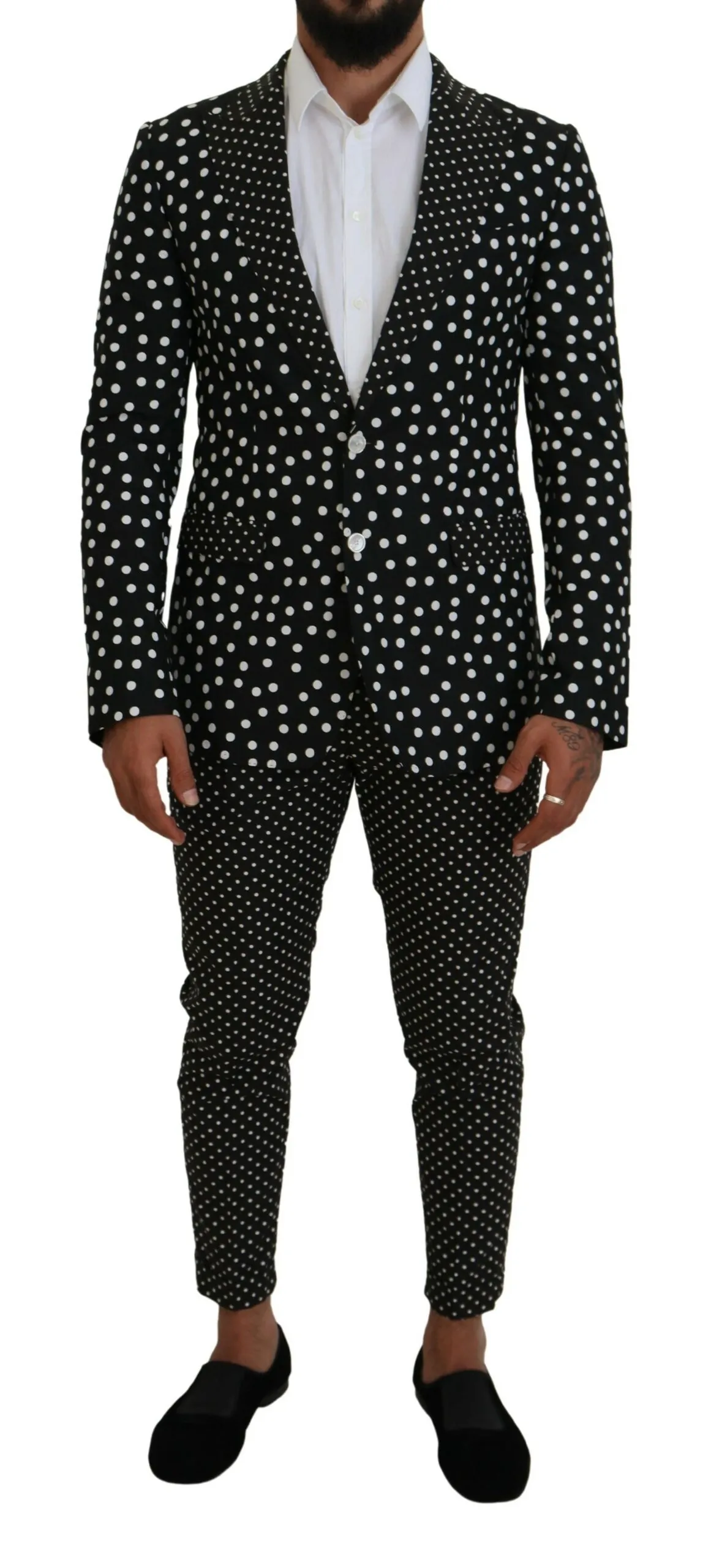 Dolce & Gabbana Men's Elegant Silk Polka Dot Suit