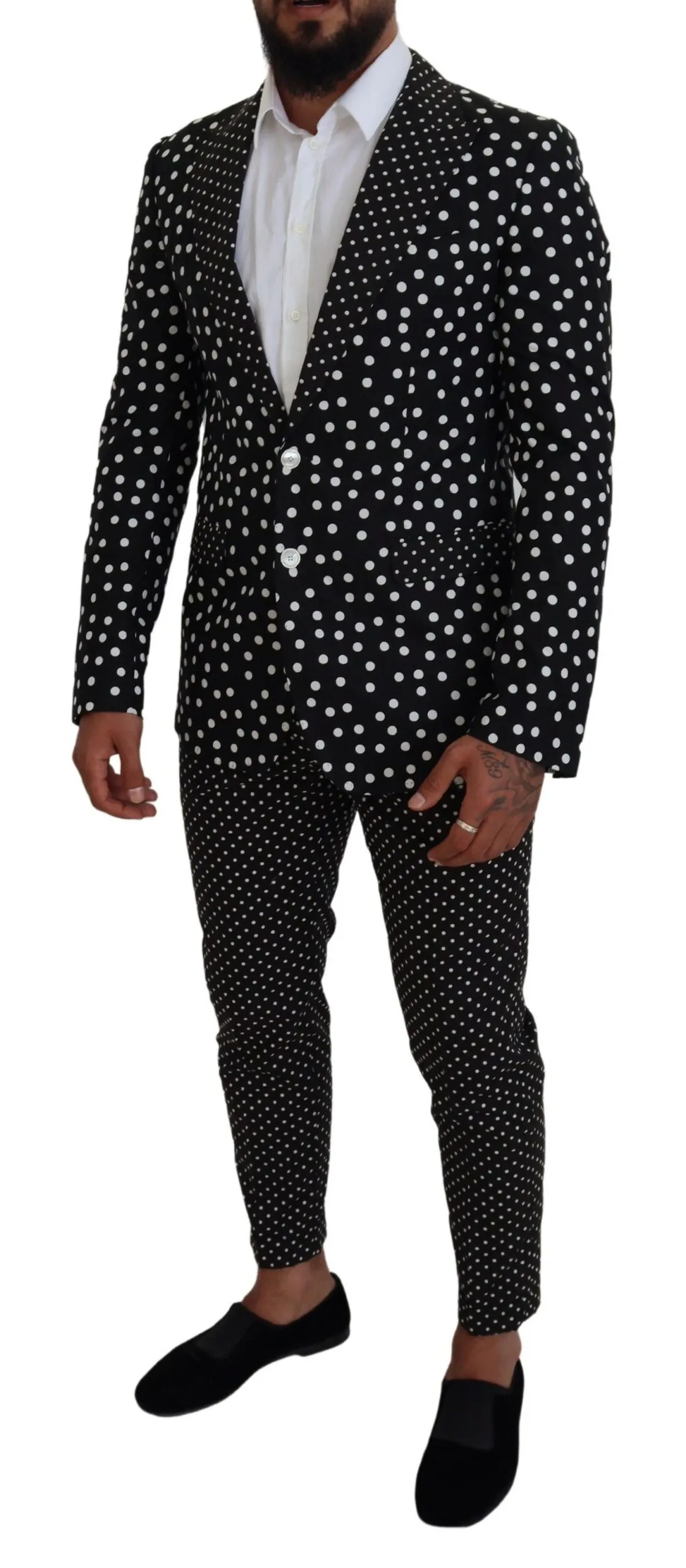 Dolce & Gabbana Men's Elegant Silk Polka Dot Suit