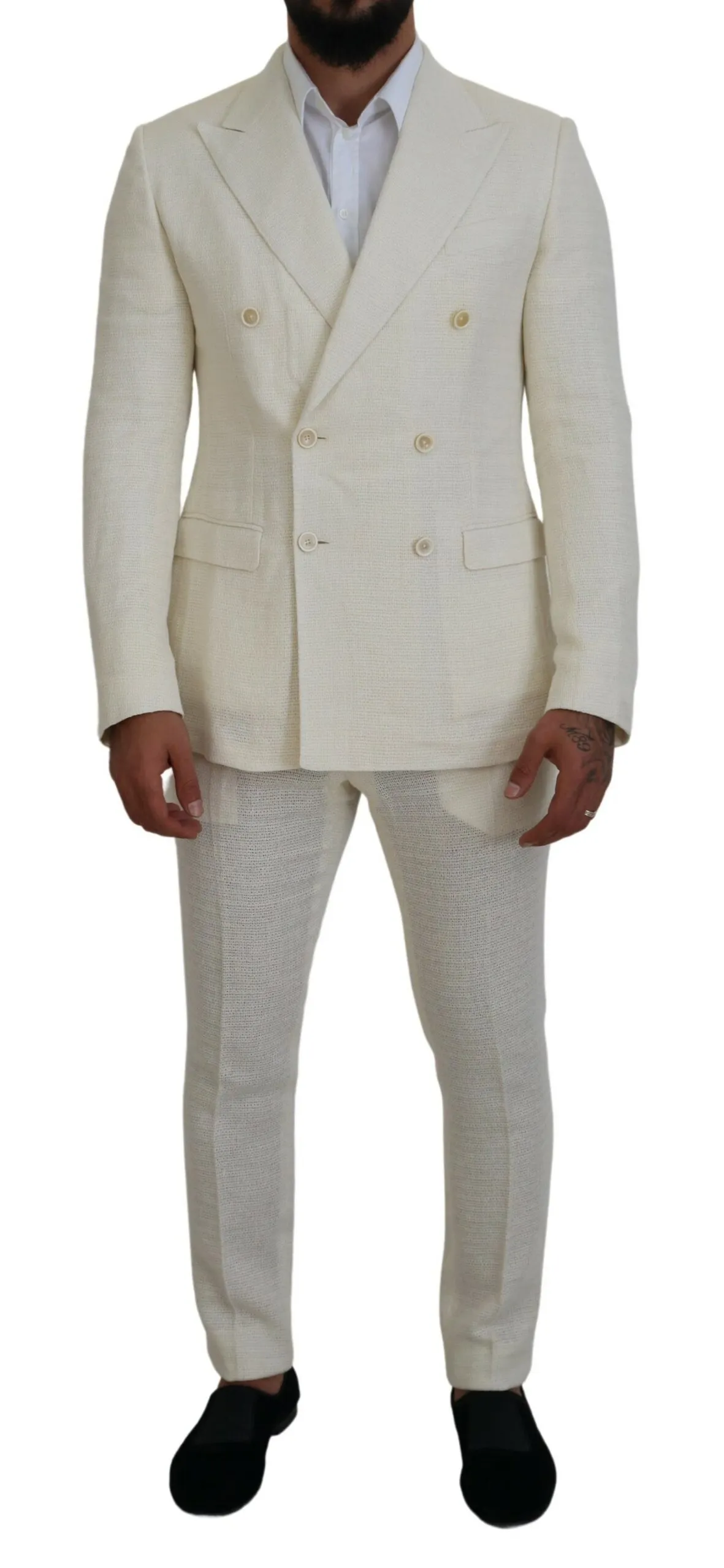 Dolce & Gabbana Men's Elegant Off White Silk-Blend Suit