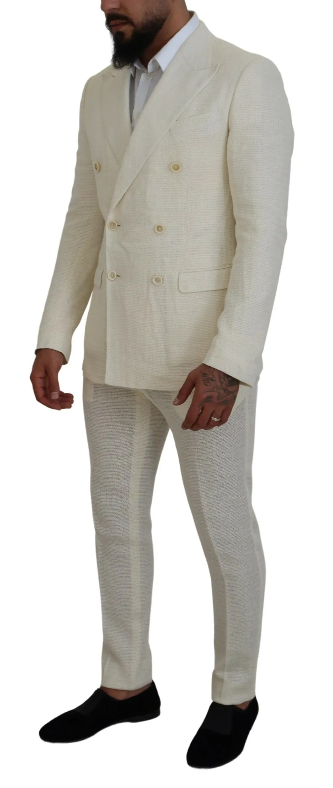 Dolce & Gabbana Men's Elegant Off White Silk-Blend Suit