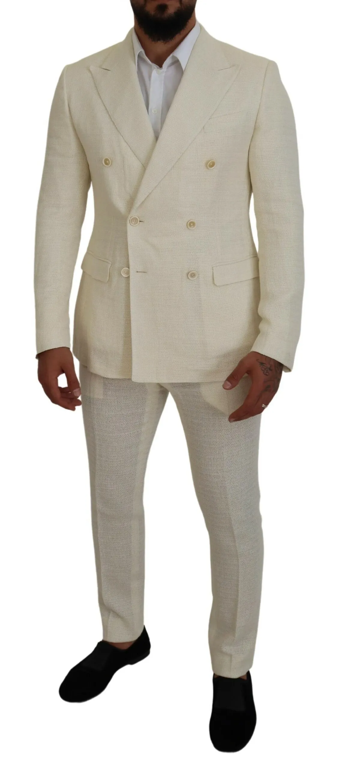 Dolce & Gabbana Men's Elegant Off White Silk-Blend Suit