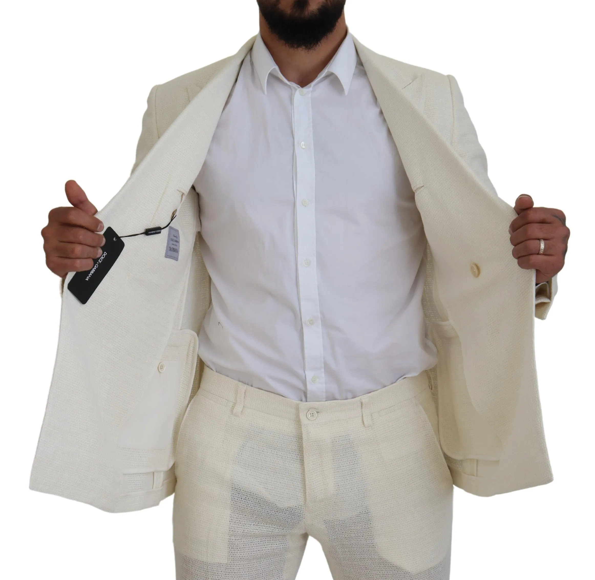 Dolce & Gabbana Men's Elegant Off White Silk-Blend Suit