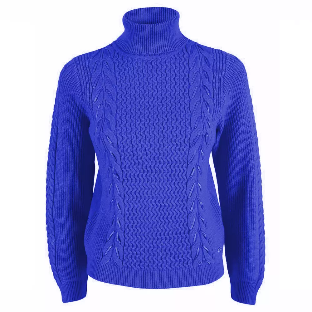Yes Zee Women's Elegant Turtleneck Sweater with Braided Embroidery