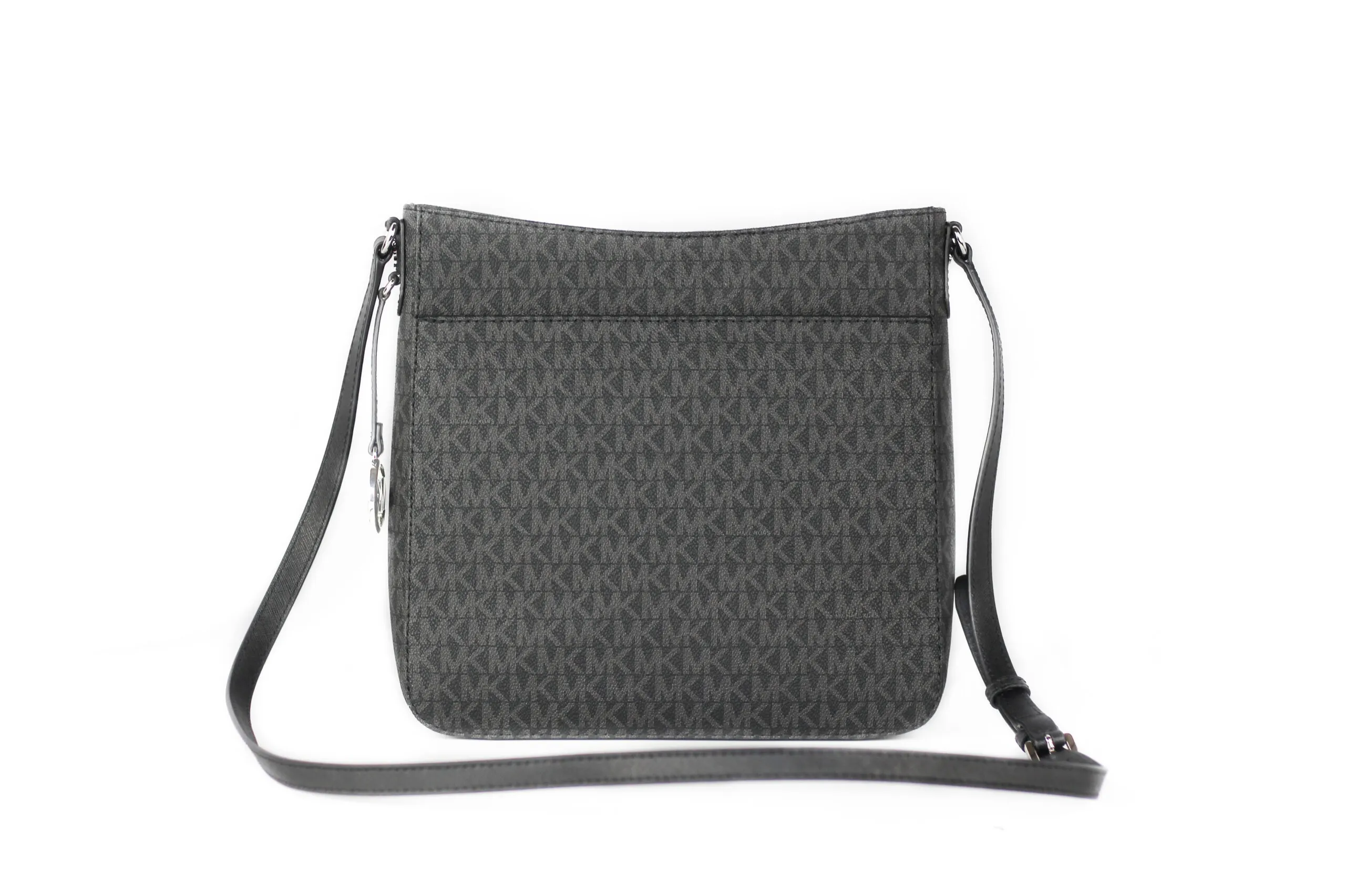 Michael Kors Women's Jet Set Large Signature Messenger Crossbody Bag (Black Signature)