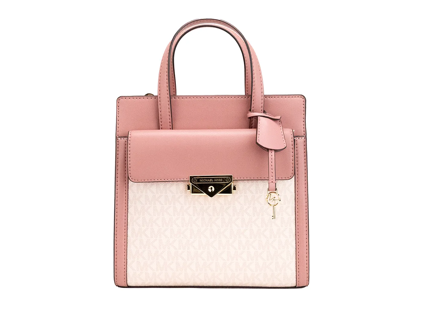 Michael Kors Women's Cece Small Pink PVC North South Flap Tote Crossbody Bag Purse