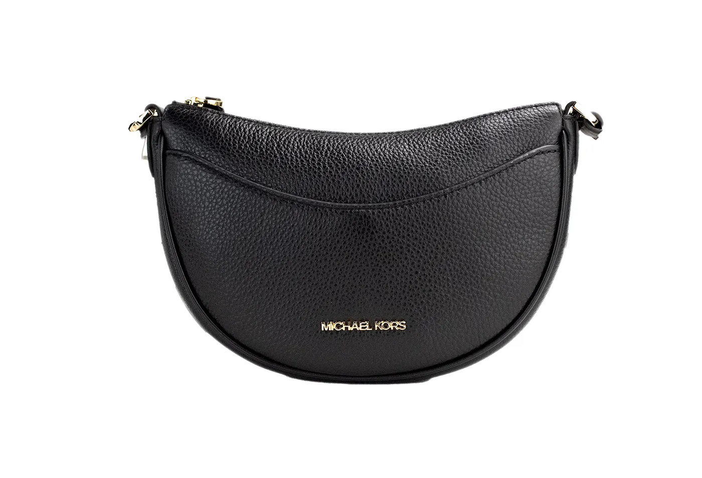 Michael Kors Women's Dover Small Black Pebbled Leather Half Moon Crossbody Purse Bag