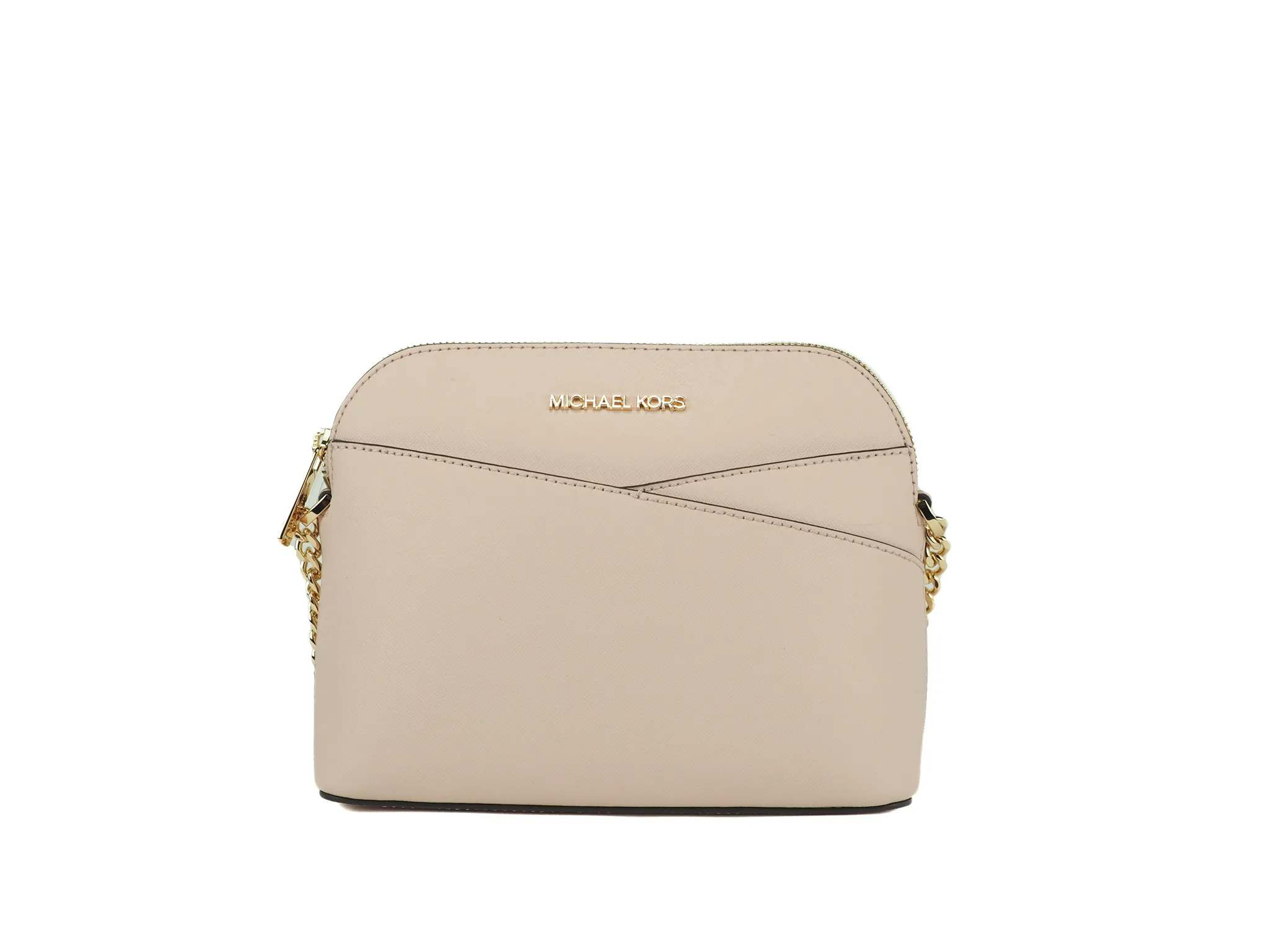Michael Kors Women's Jet Set Travel Medium Leather X Cross Dome Crossbody Handbag Powder Blush Solid