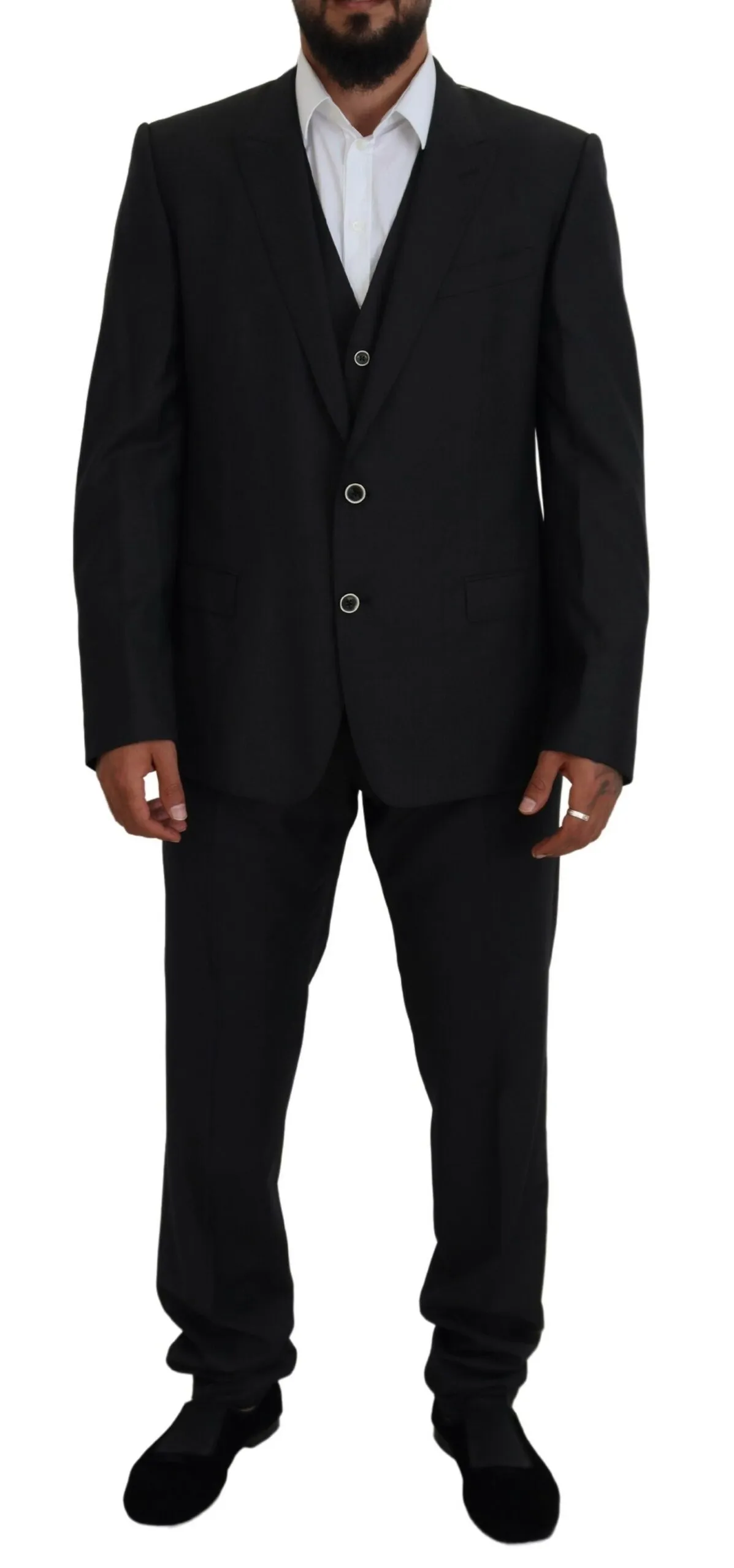 Dolce & Gabbana Men's Elegant Black Wool Silk 3-Piece Martini Suit