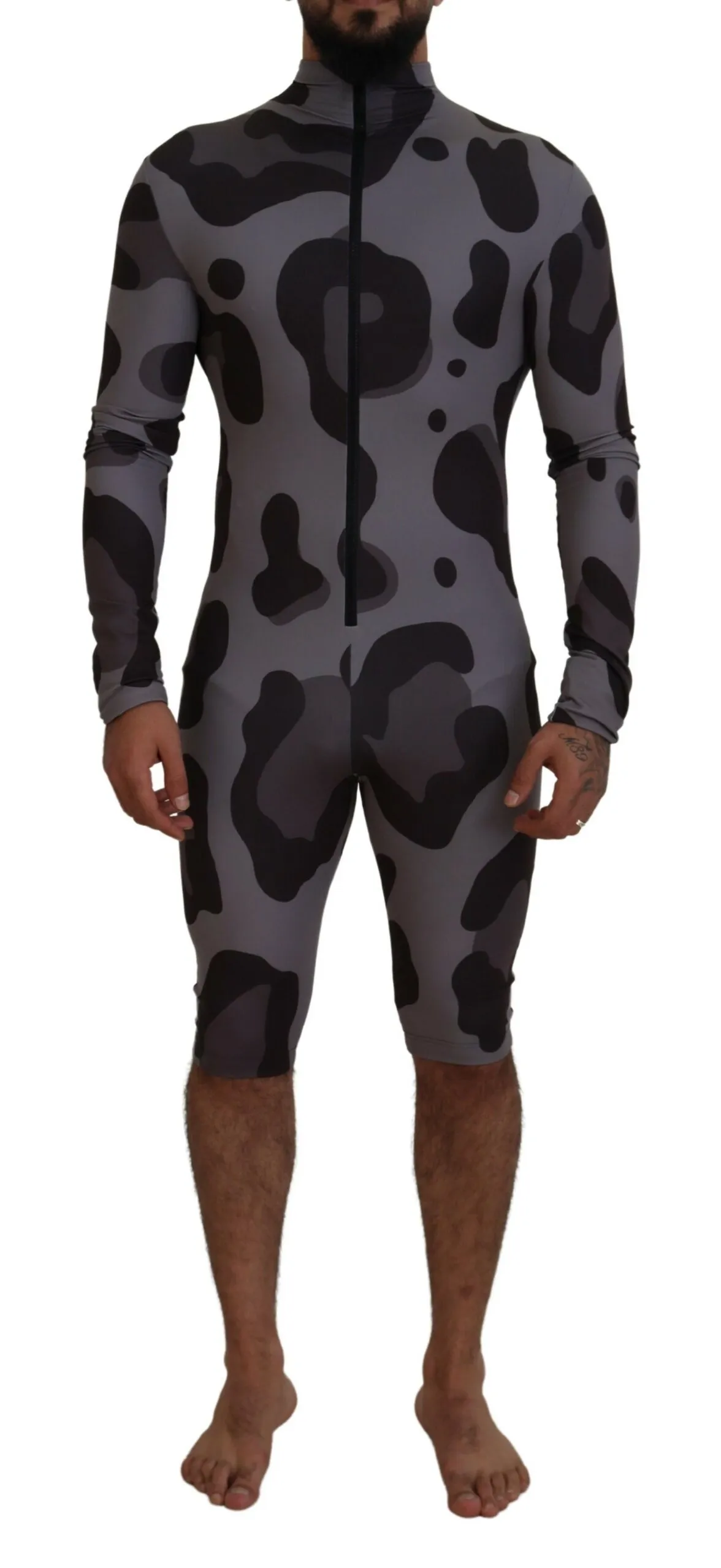 Dolce & Gabbana Men's Elite Gray Patterned Men's Wetsuit Swimwear