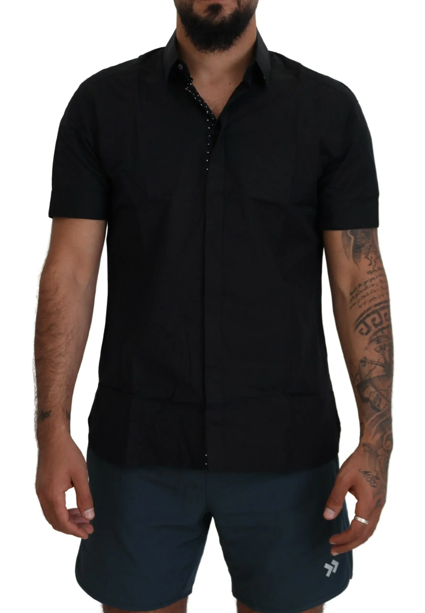 Dolce & Gabbana Men's Elegant Black Silk Blend Dress Shirt