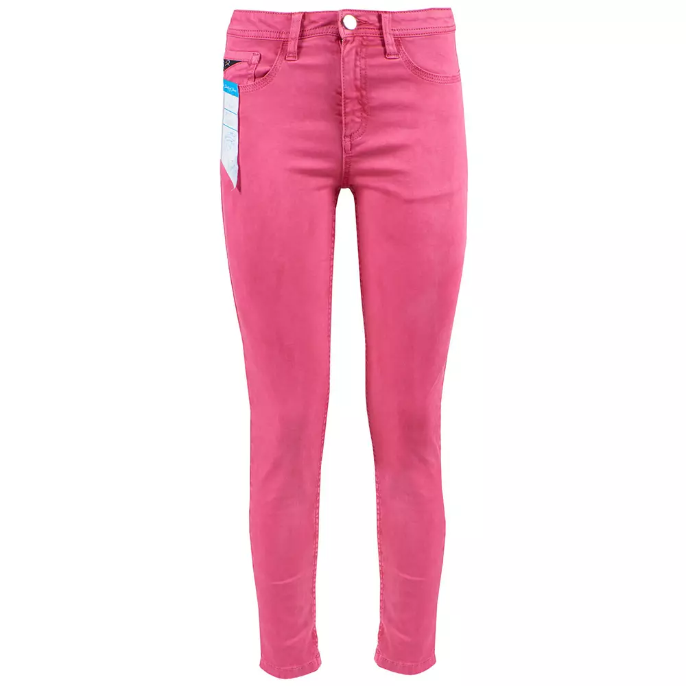 Yes Zee Women's Chic Fuchsia Skinny Jeans with Mini Ankle Slits