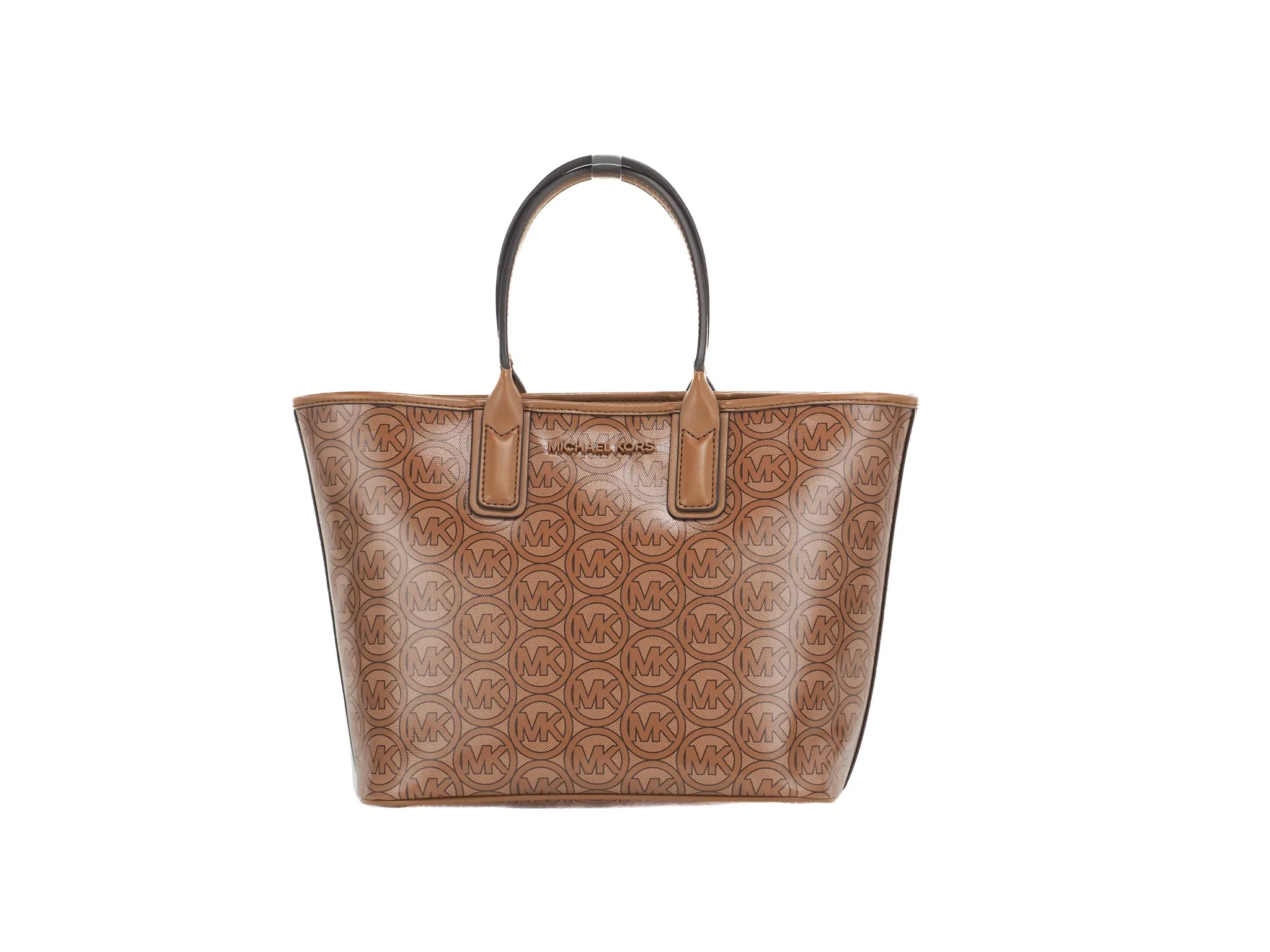 Michael Kors Women's Jodie Small Jacquard Logo Recycled Polyester Tote Handbag Luggage Brown