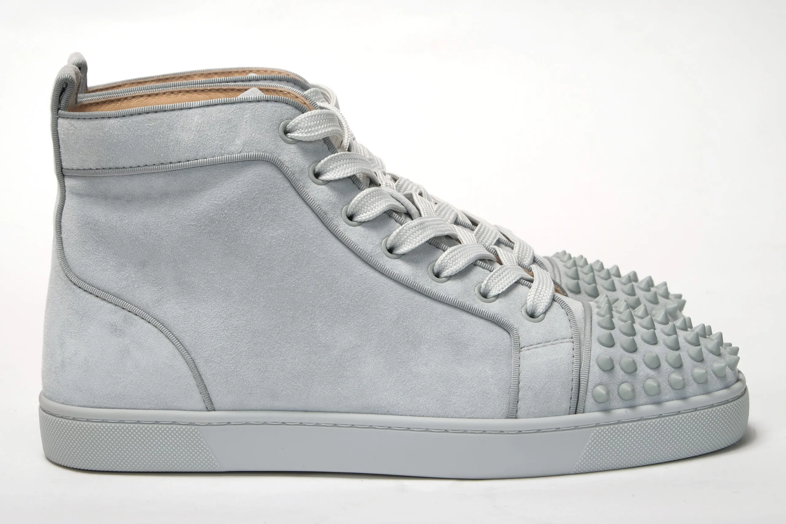 Christian Louboutin Men's Ecume/Ecume Mat Lou Spikes Shoes
