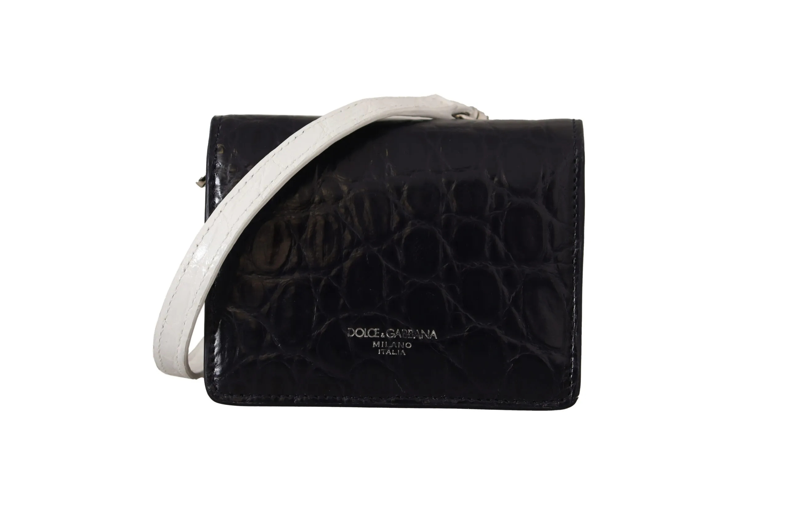 Dolce & Gabbana Men's Blue Exotic Leather Bifold Wallet with Strap