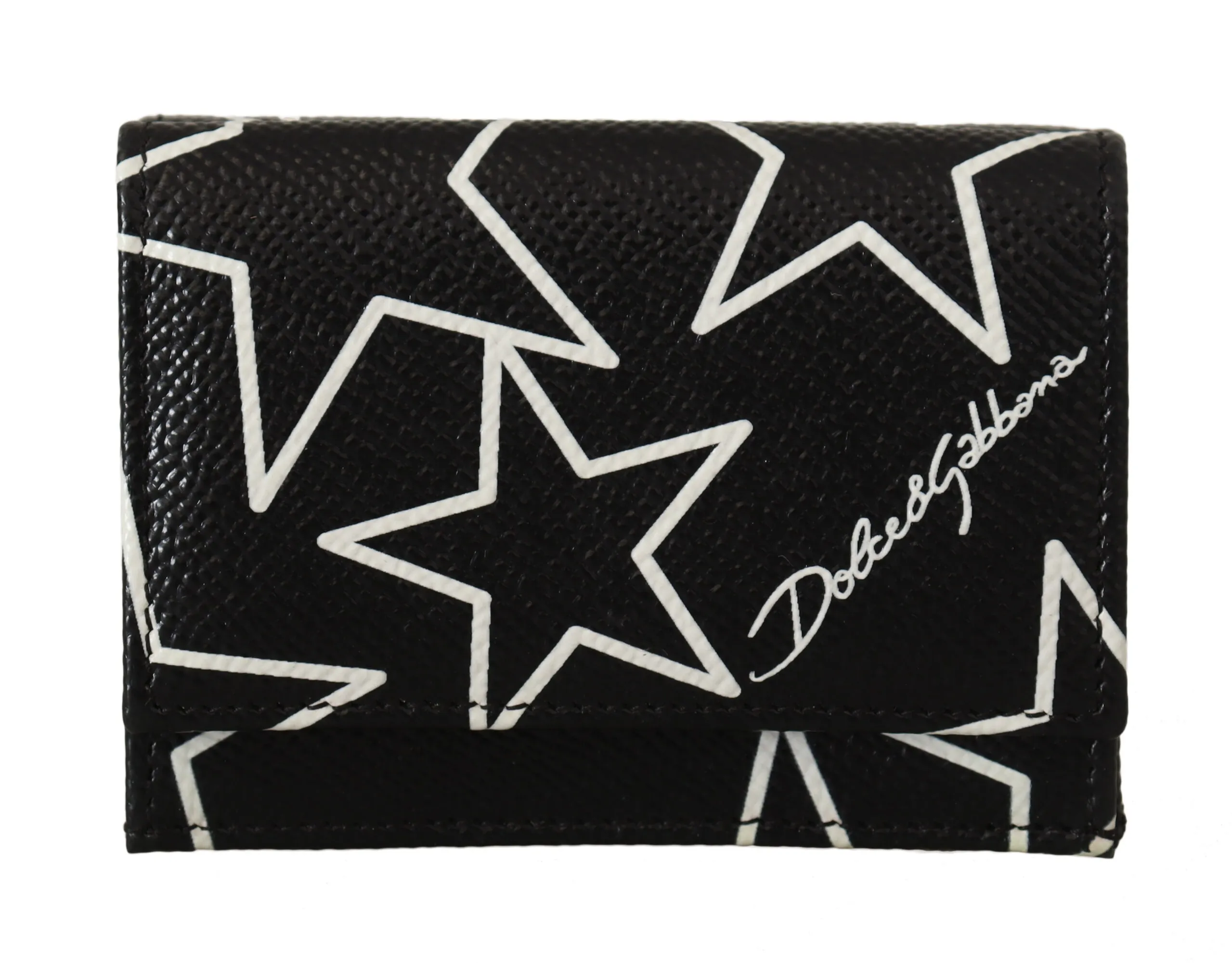 Dolce & Gabbana Women's Starry Black Leather French Flap Wallet