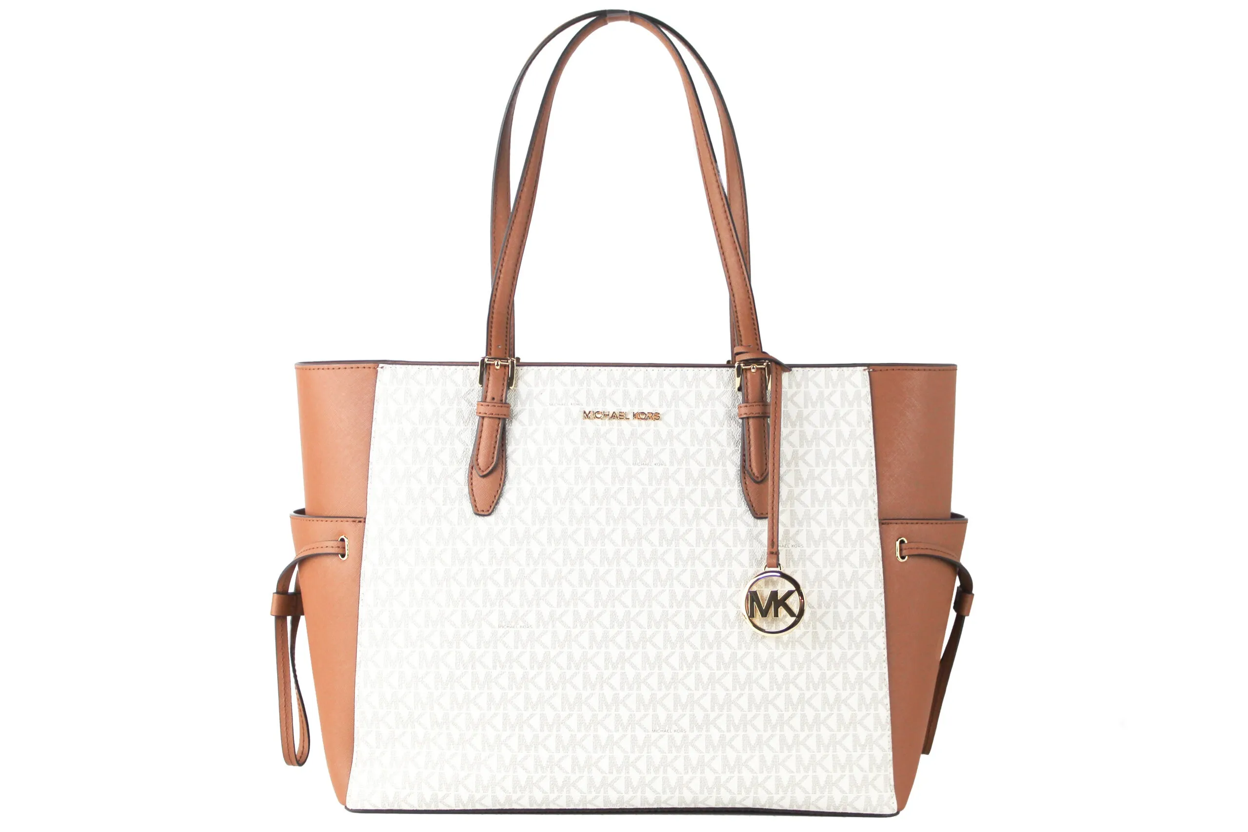 Michael Kors Women's Gilly Large Vanilla Signature PVC Travel Drawstring Tote Hand Bag