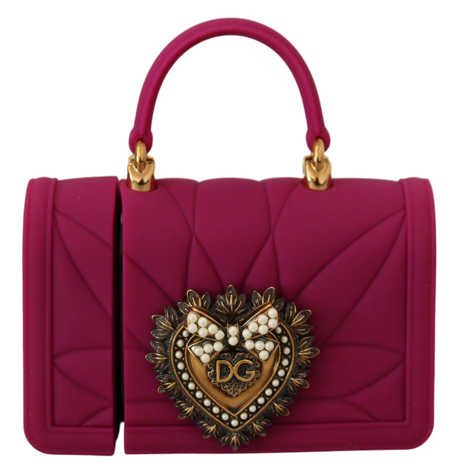 Dolce & Gabbana Women's Chic Pink Silicone Airpod Case with Gold Accents