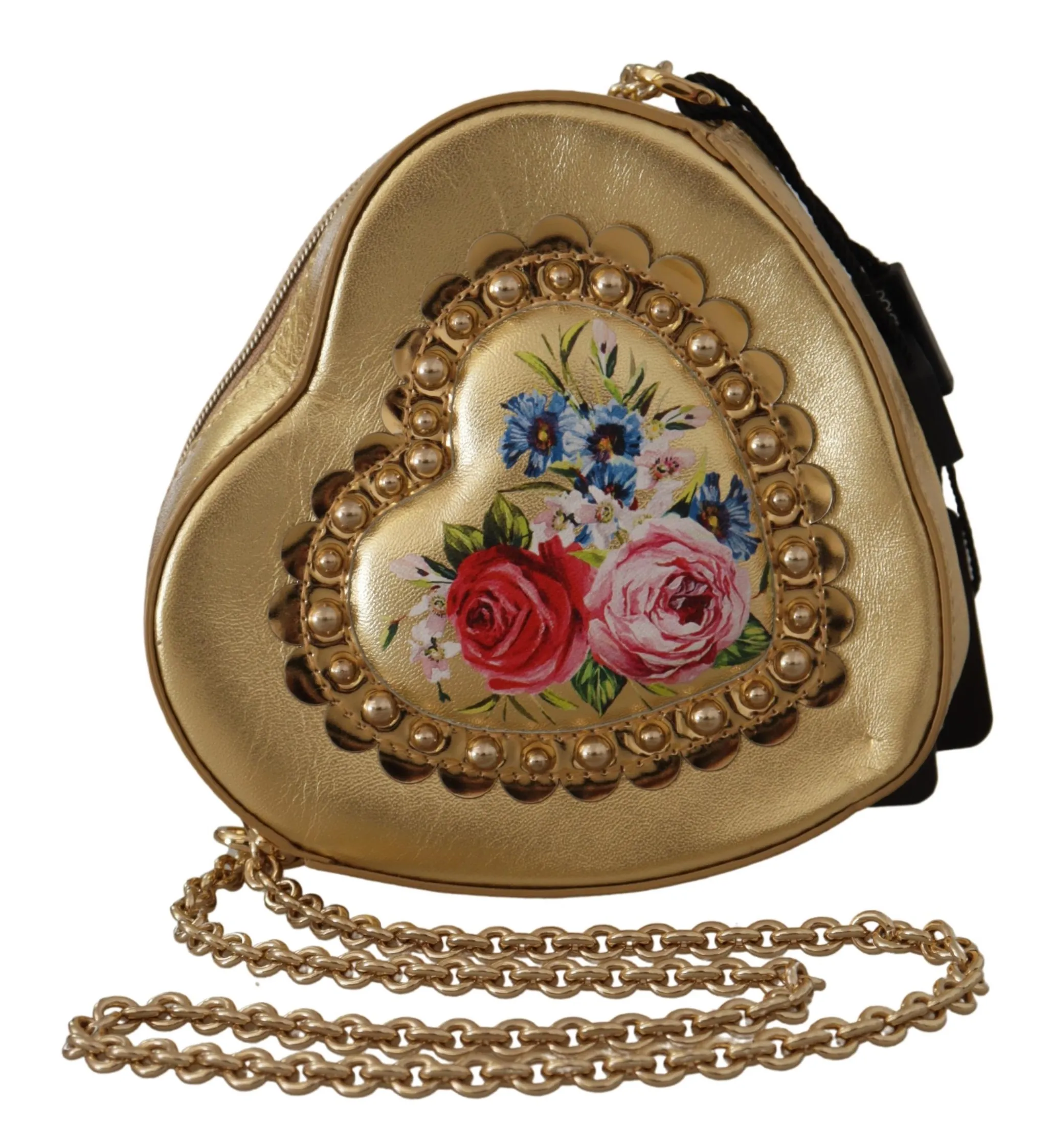 Dolce & Gabbana Women's Golden Heart Leather Shoulder Bag