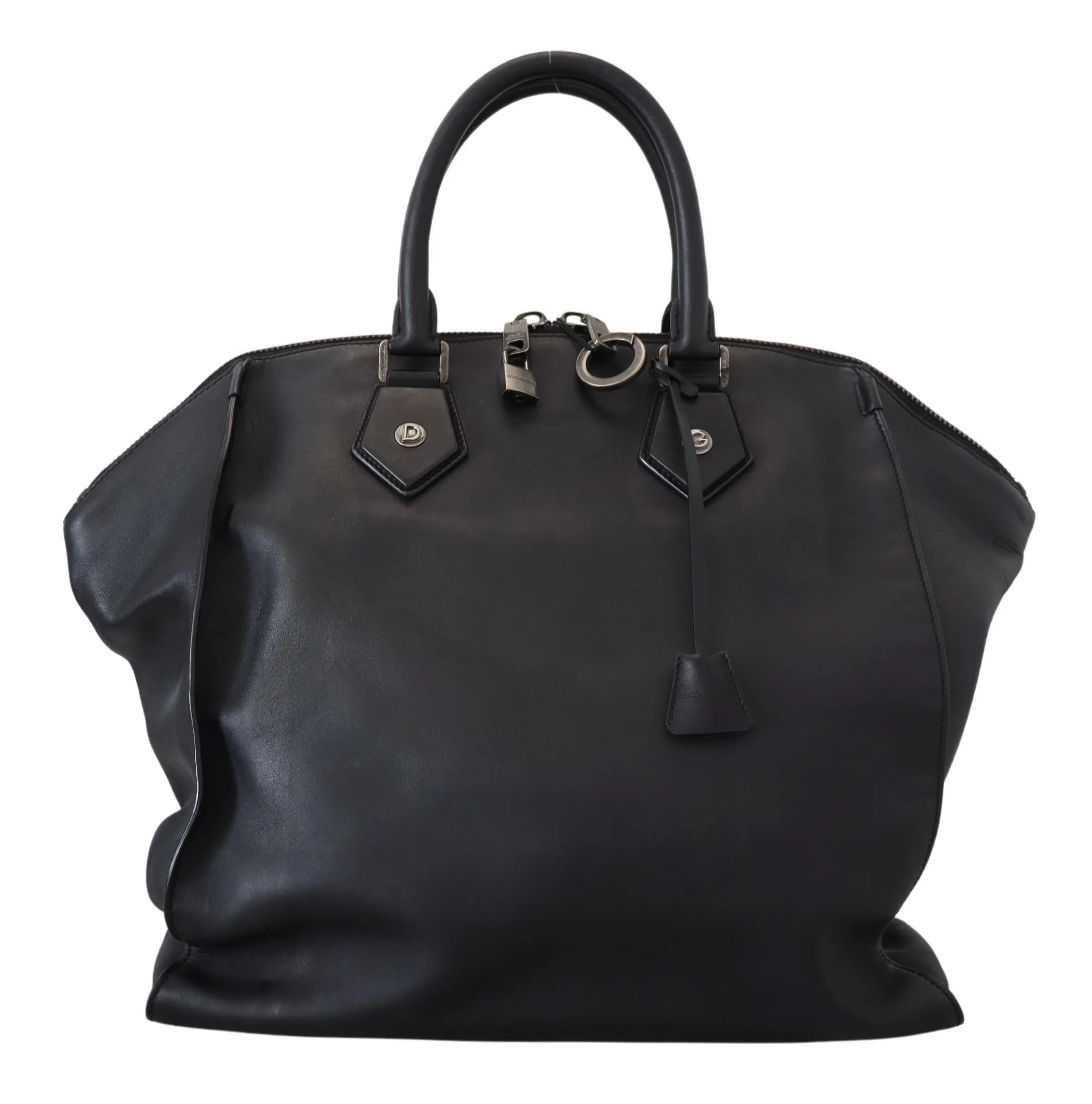 Dolce & Gabbana Men's Sleek Black Leather Shoulder Tote