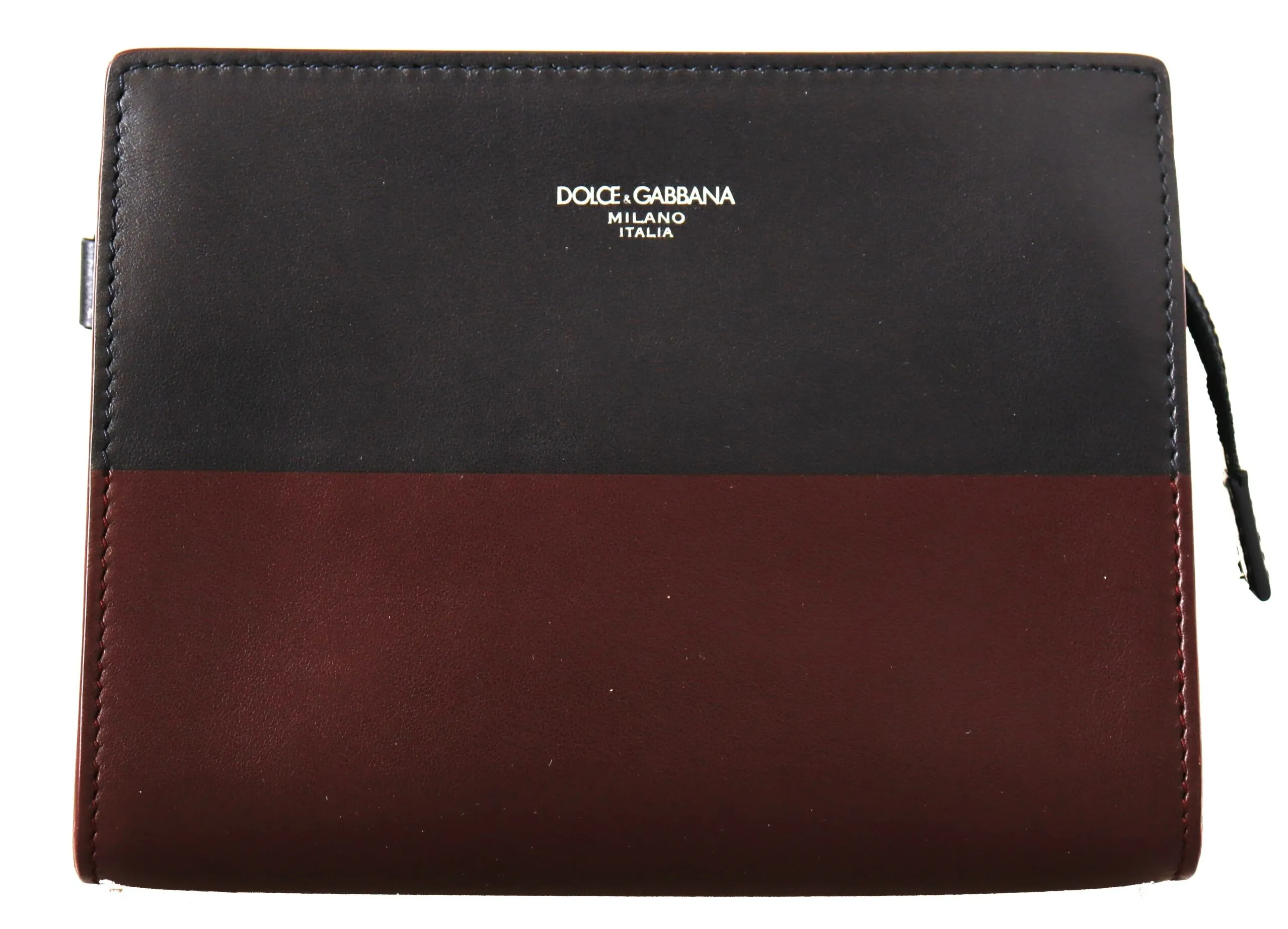 Dolce & Gabbana Men's Elegant Leather Clutch in Gray & Bordeaux