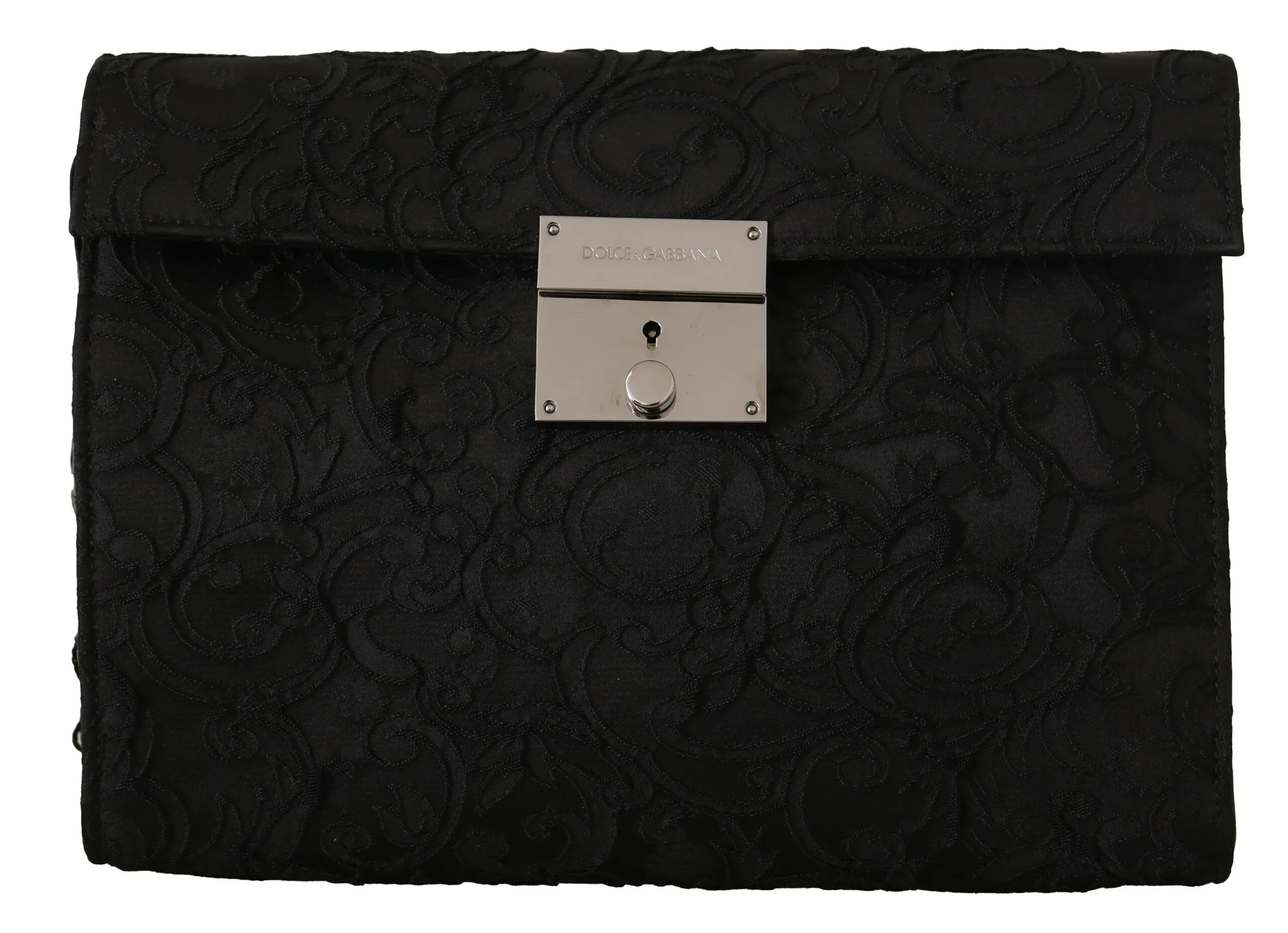 Dolce & Gabbana Men's Elegant Black Silver Clutch Portfolio