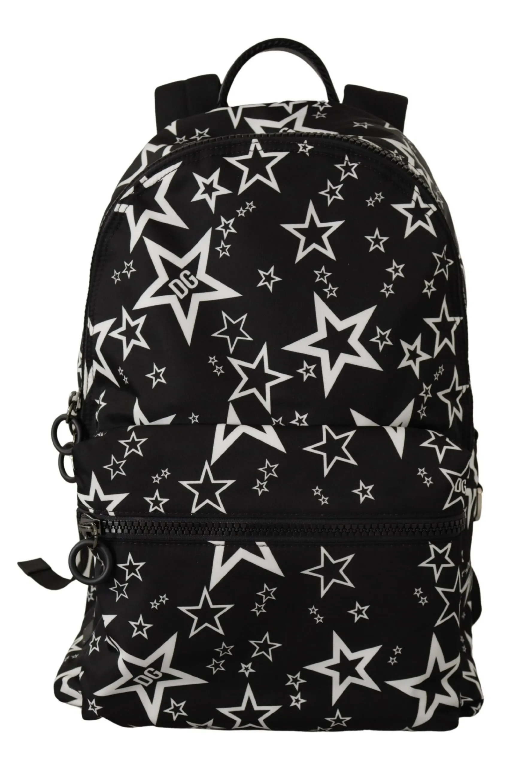 Dolce & Gabbana Men's Star Print Designer Backpack - Black Leather & Nylon