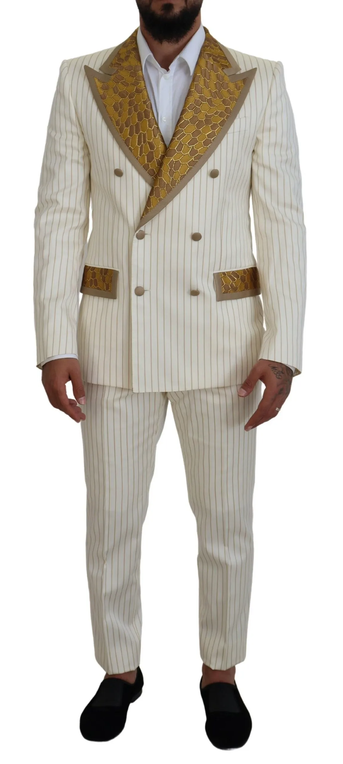 Dolce & Gabbana Men's Elegant Off White Double Breasted Suit