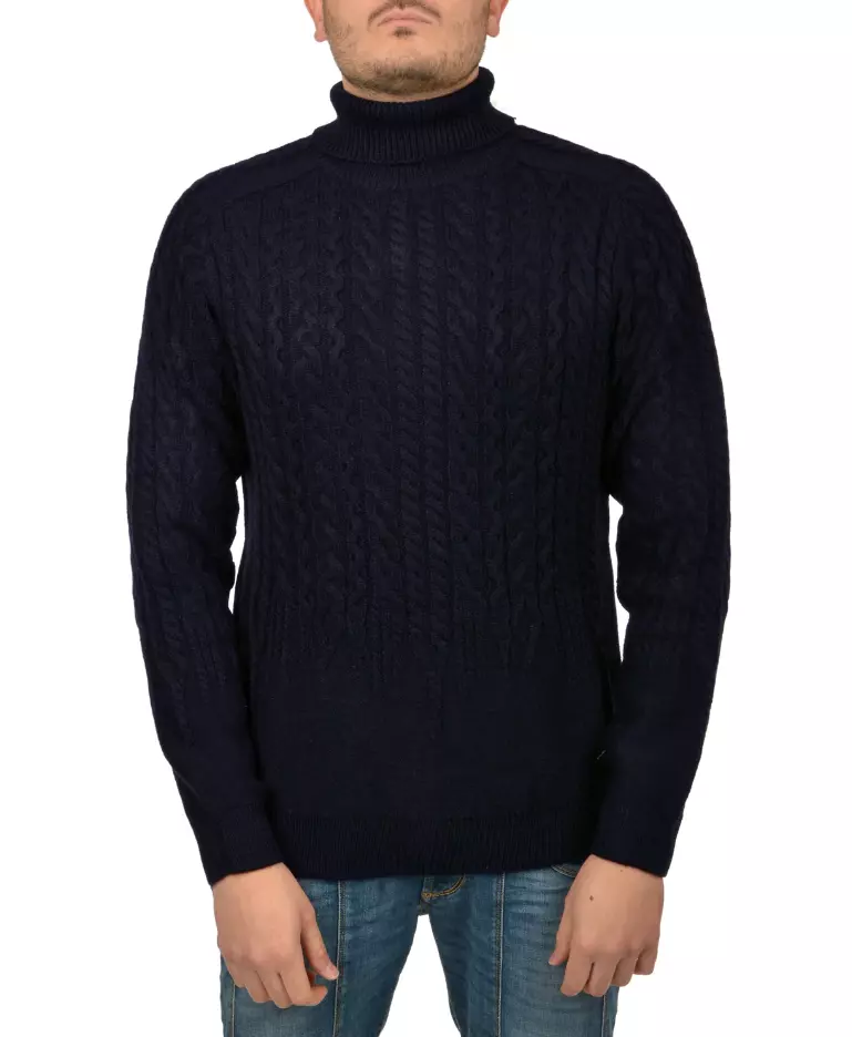 Yes Zee Men's Classic Cable Knit Turtleneck Sweater