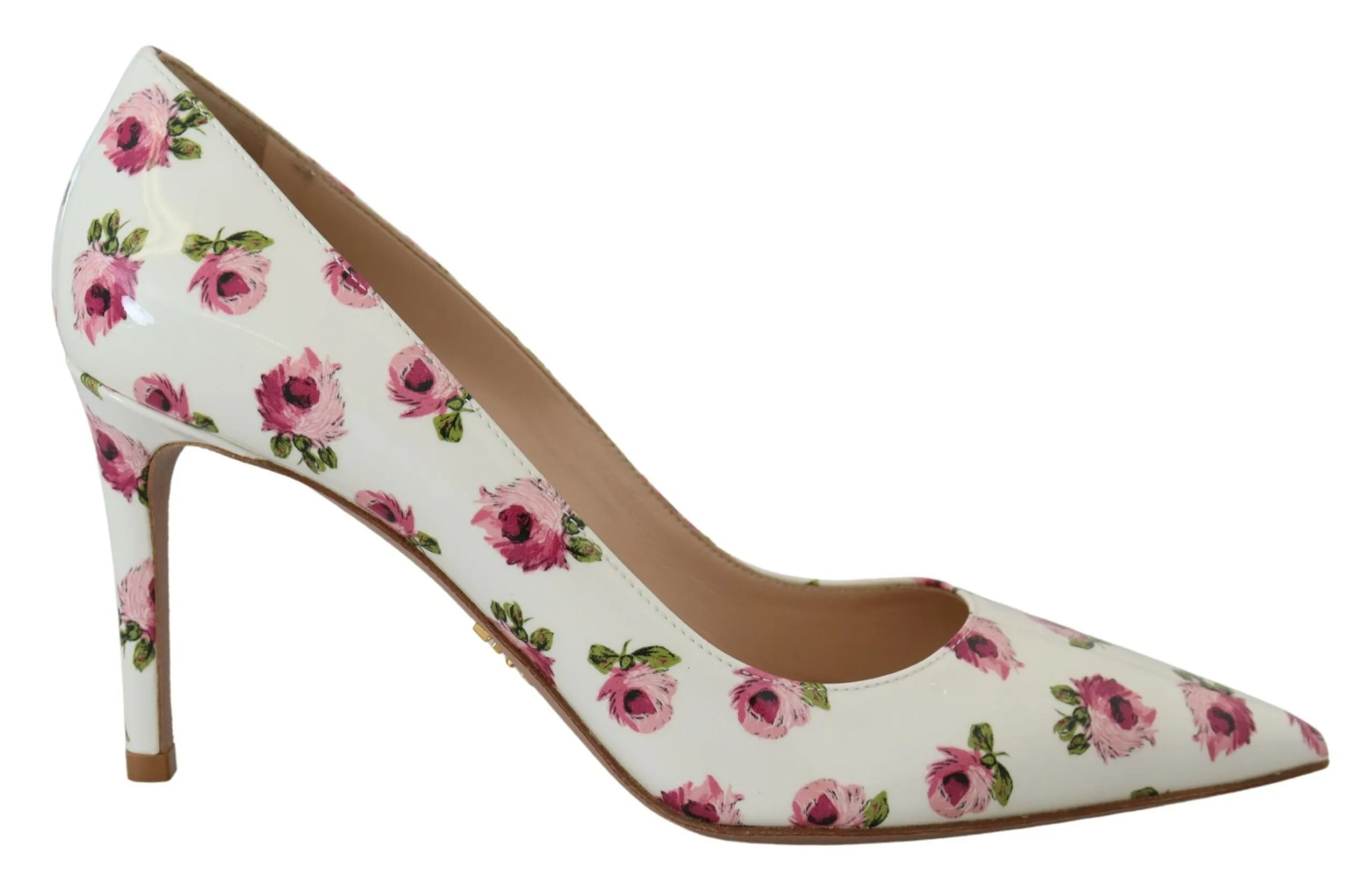 Prada Women's Elegant Floral Print Leather Heels